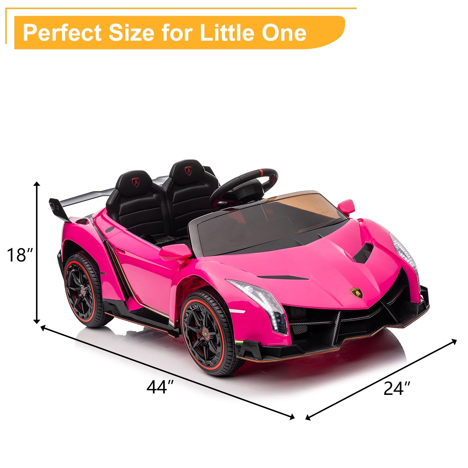 UBesGoo Electric Ride On Car 12V Licensed Lamborghini for Kids Girl, Parent Control, LED Headlights - Pink - Womvr