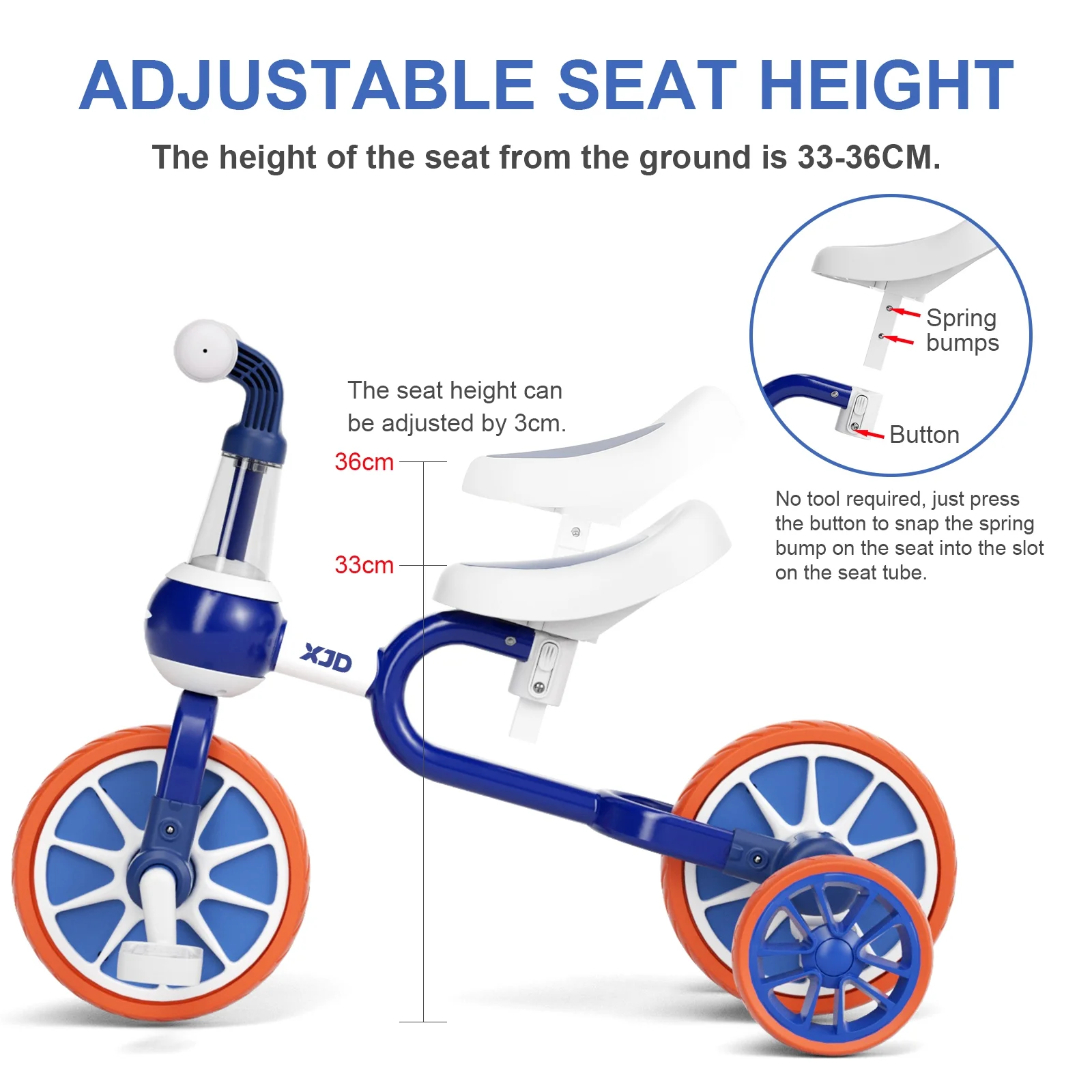 XJD 7 in 1 Toddler Bike for 1 Year to 4 Years Old Kids, Toddler Tricycle Kids Trikes Tricycle, Gift & Toys for Boy & Girl, Balance Training, Removable Pedals - Womvr