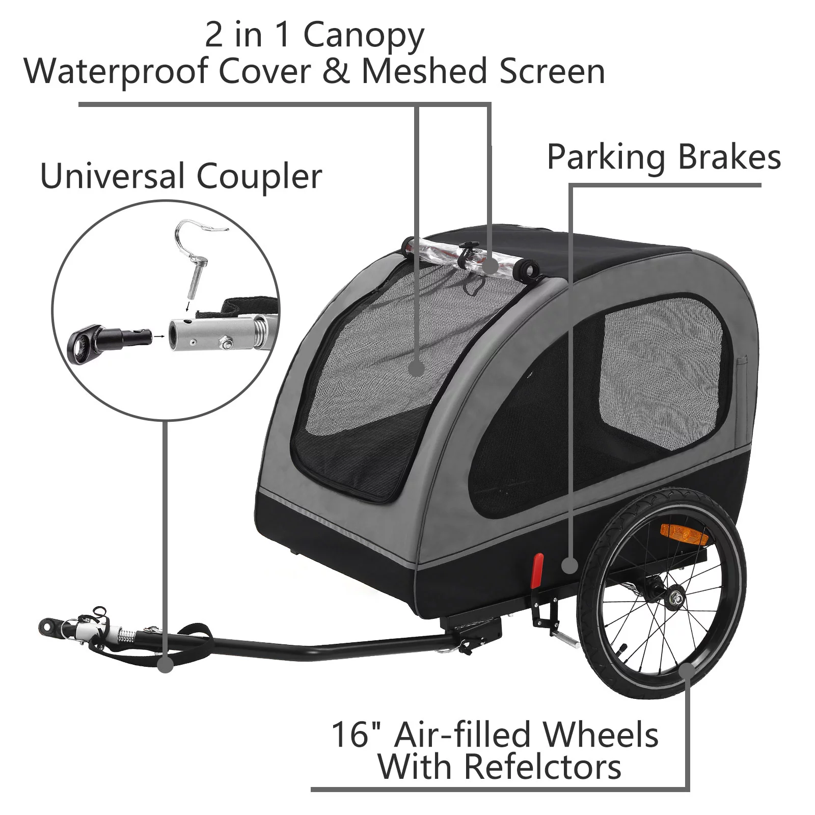 MOJAY Foldable Dog Bike Trailer with Rear Entrance for Small and Medium Pets Under 88 lbs, Outdoor Bike Trailer, Green - Womvr