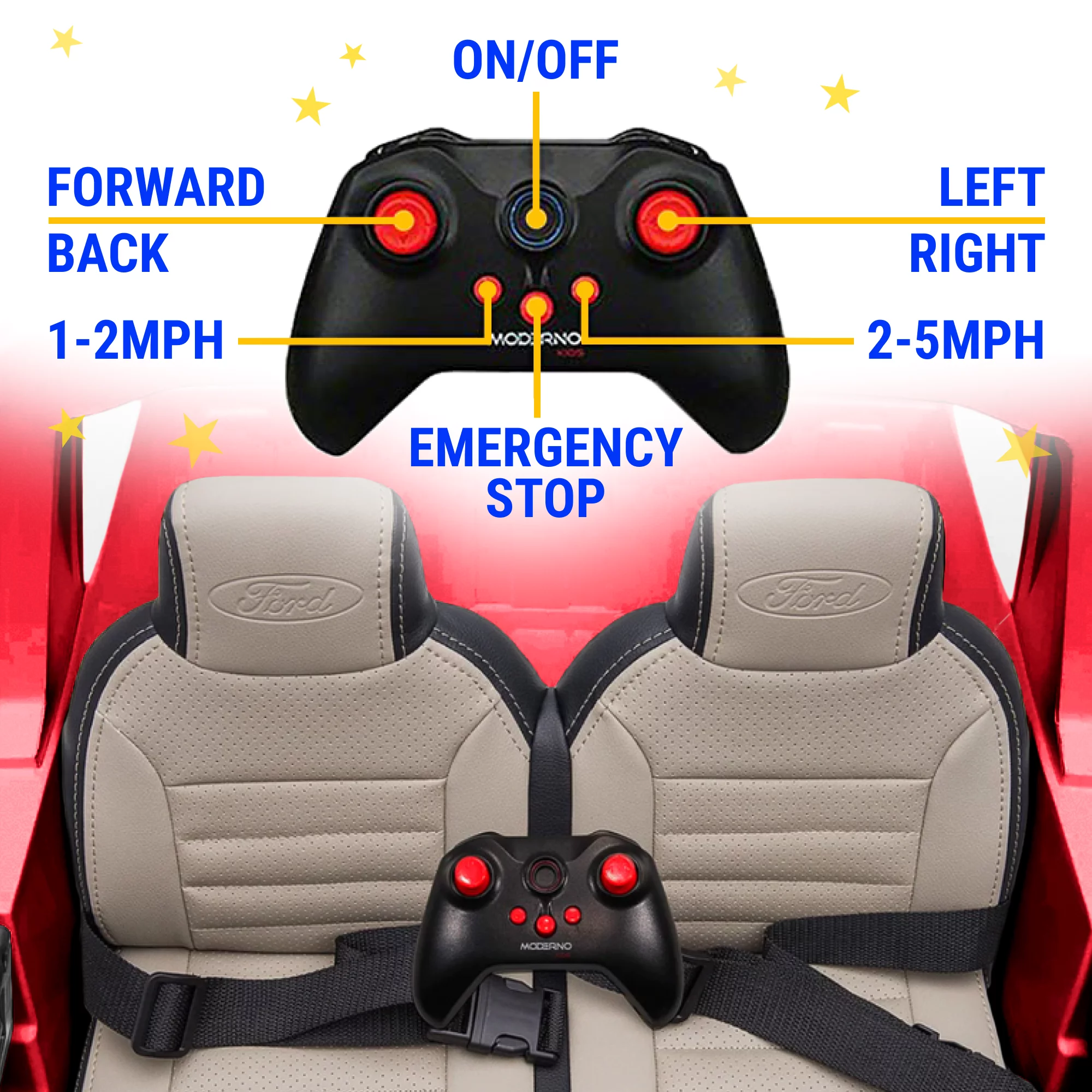 2023 Ford F450 Two (2) Seater Ride On Kids Car Truck w/ Remote | Large 24V Battery Licensed Kid Car to Drive 3 Speeds, Leather Seat, MP3 Music by Bluetooth, FM Radio, Rubber Tires-Black - Womvr