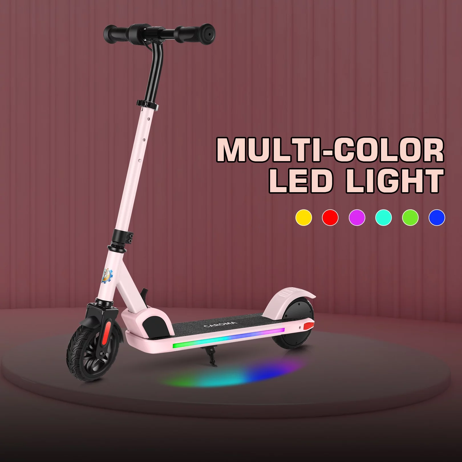 Caroma Kids Electric Scooter, 6+ Boys and Girls Safe Kick Scooter, Adjustable Speed and Handlebar - Womvr