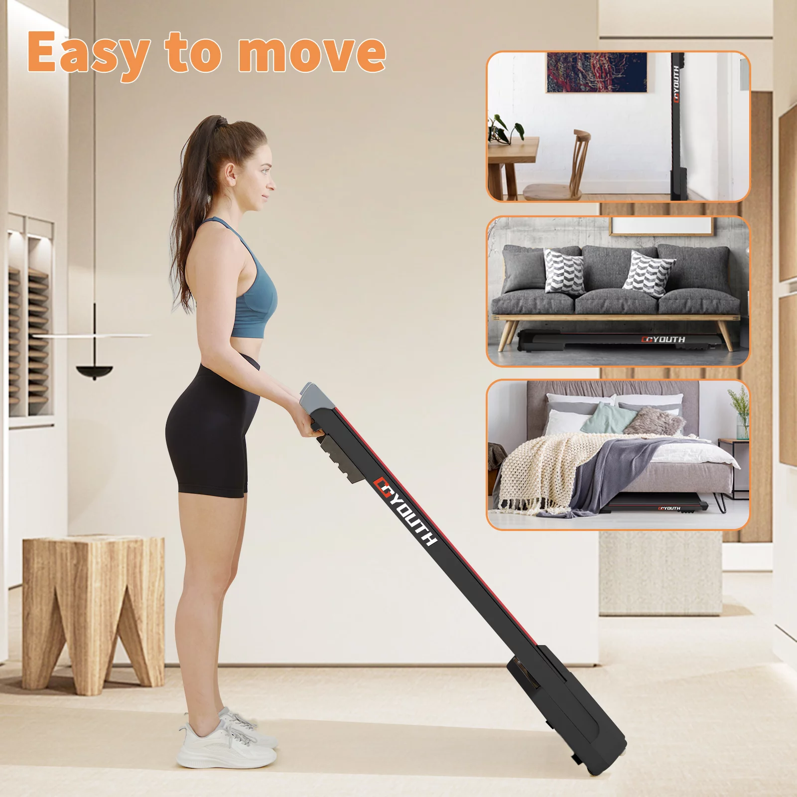 GOYOUTH Under Desk Treadmill with Remote Control, Bluetooth Speaker & LED Display Perfect for Home Gym or Office - Womvr