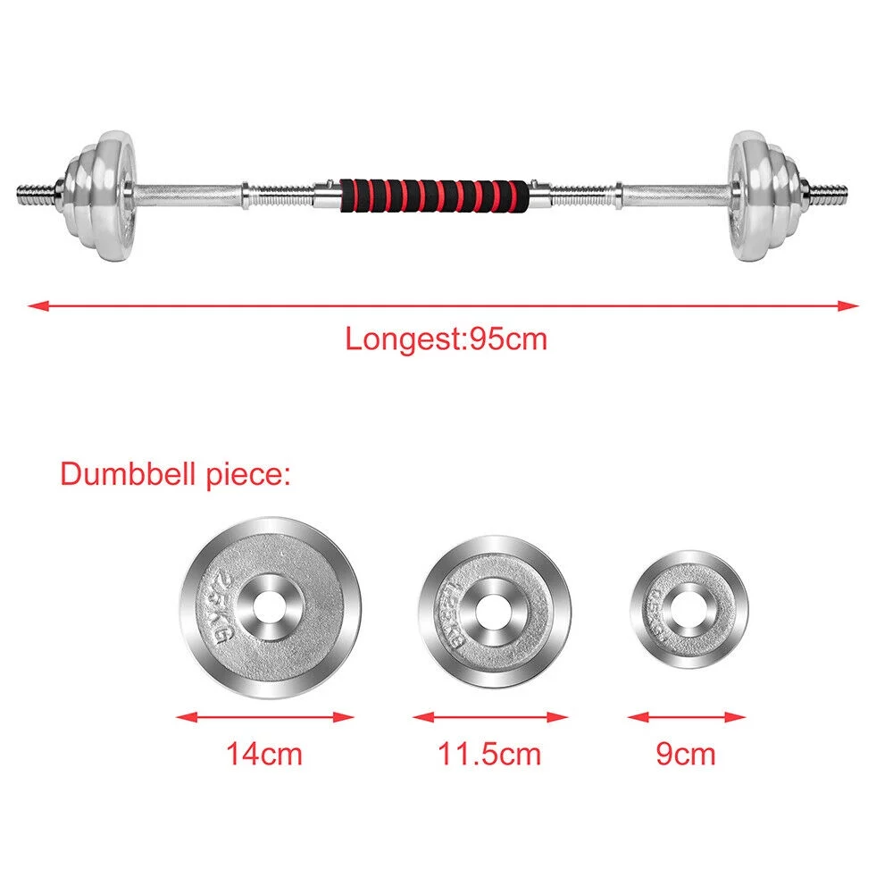 30KG Weight Dumbbell Set Adjustable Cap Gym Barbell Plates Home Body Workout - Womvr
