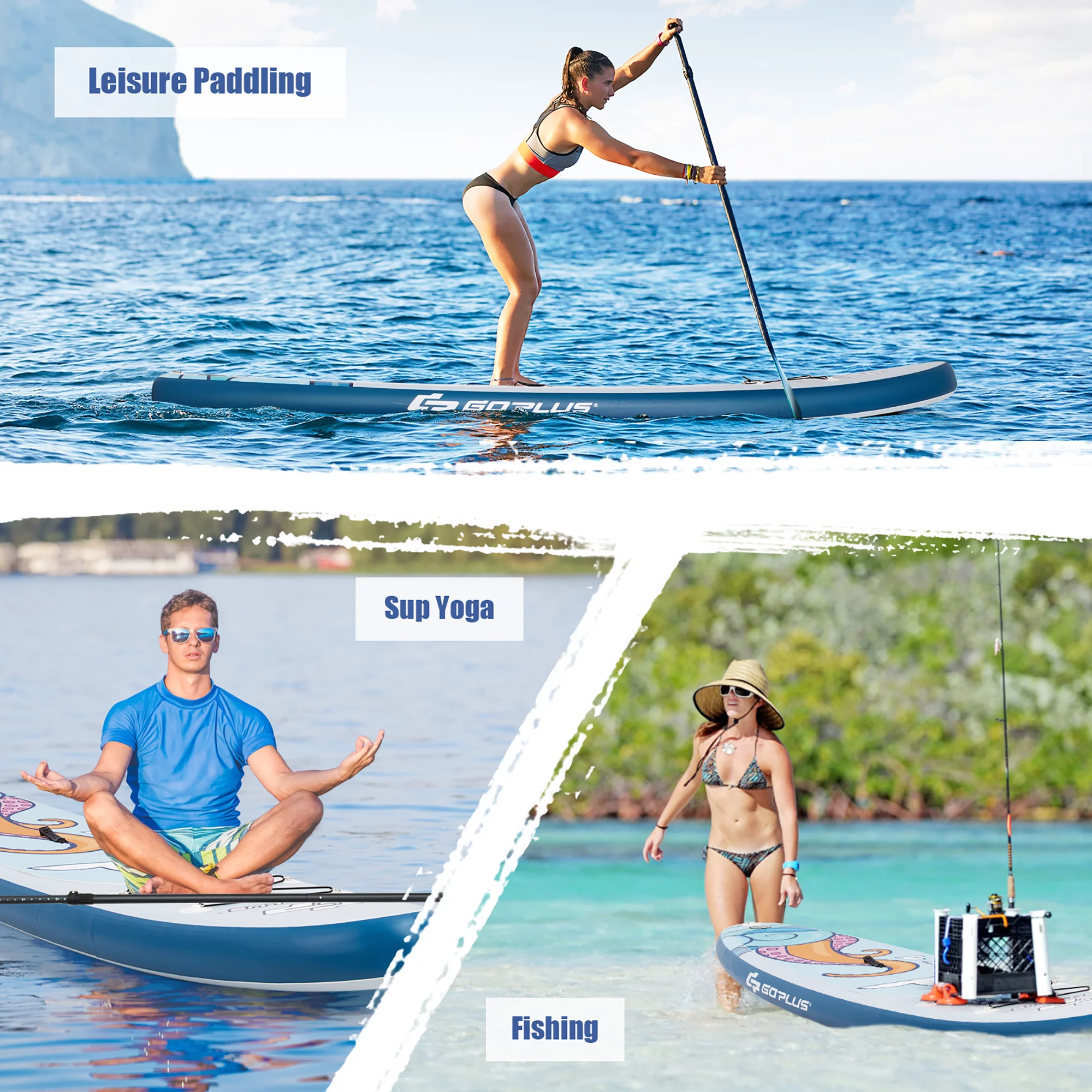 Goplus 10.5' Inflatable Stand Up Paddle Board Surfboard W/Aluminum Paddle Pump - Womvr