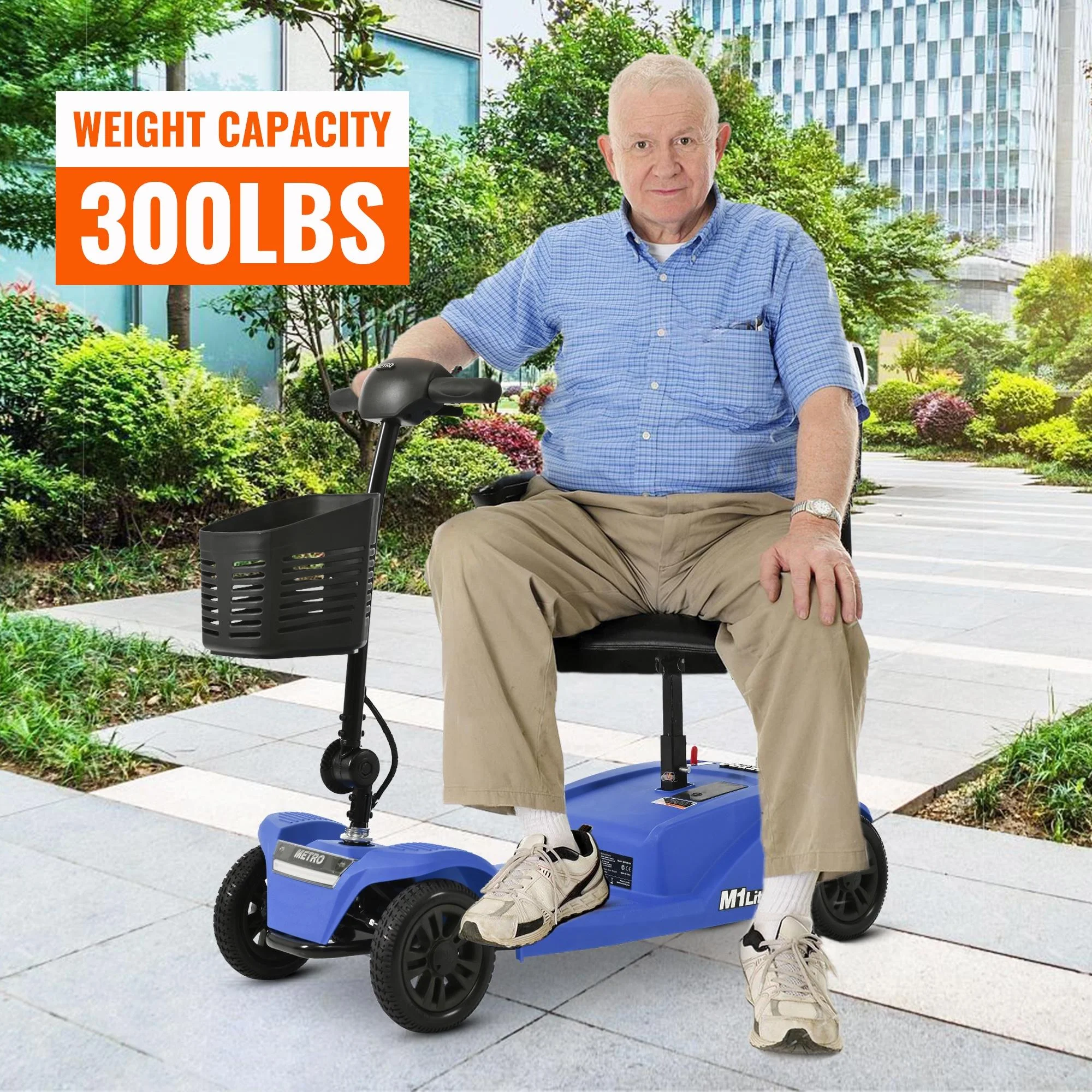 Segmart Mobility Scooter for Seniors, Heavy Duty 4-Wheel Mobile Device with Front & Rear Light, 300lbs, Black - Womvr