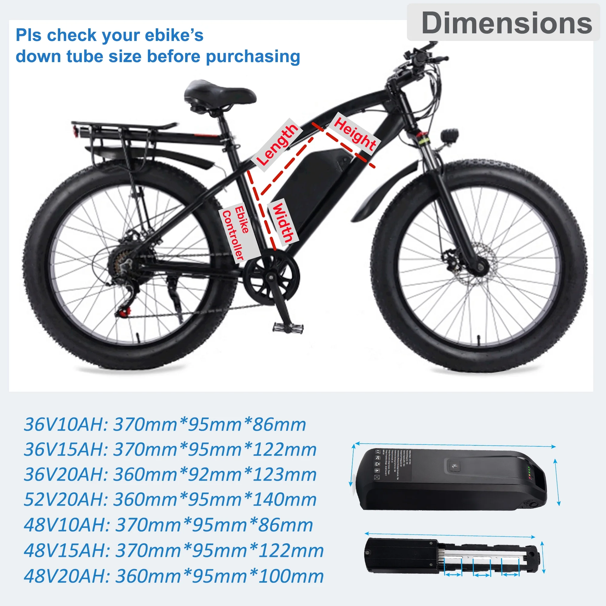 YxYhCool Ebike Battery 48V 10Ah Lithium Battery with Charger 48V Battery for Electric Bike Tricycle - Womvr