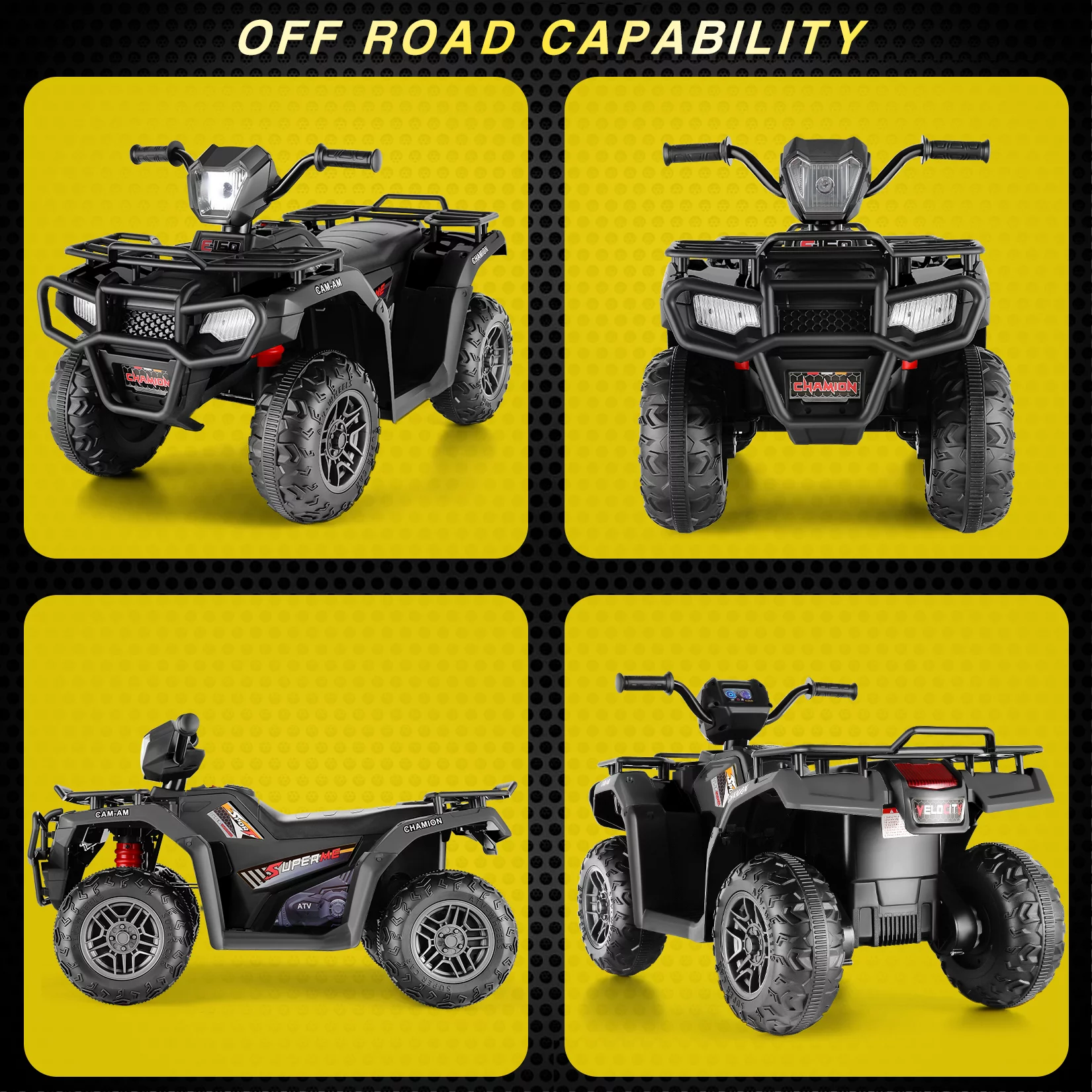 Funcid 12V Kids Ride on ATV 4-Wheeler Quad Battery Powered Electric Car with High/Low Speed, 2X30W Motor, Treaded Tires, Soft Braking, LED Light, Music, Rose Red - Womvr