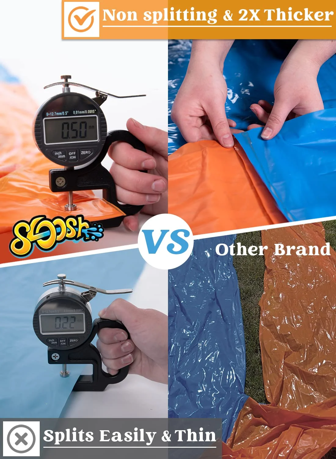 Syncfun 22.5ft Water Slides and 2 Bodyboards, Lawn Backyard Waterslides Water Toy with Build Sprinkler for Kids Outdoor Water Fun - Womvr