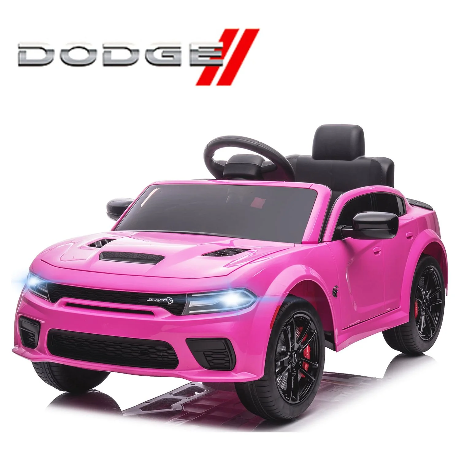 uhomepro Black 12 V Dodge Charger SRT Hellcat Battery Powered Ride on Cars with Remote Control, Bluetooth, LED Light and MP3 Player - Womvr