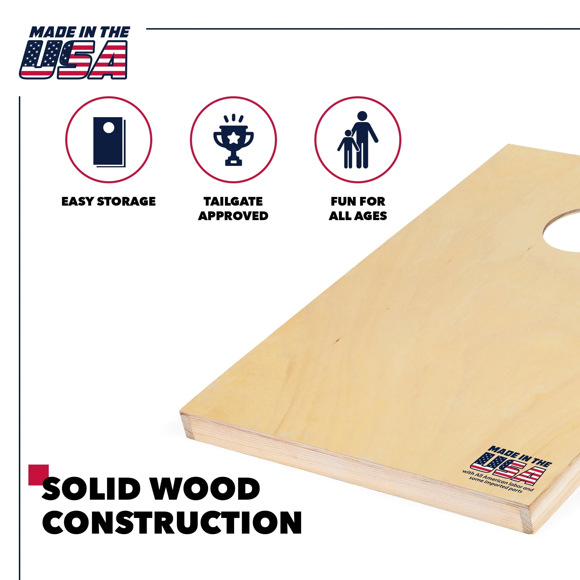 EastPoint Sports 2' x 3' Cornhole Boards - Natural Wood Bean Bag Toss Set with 8 Bean Bags - Womvr