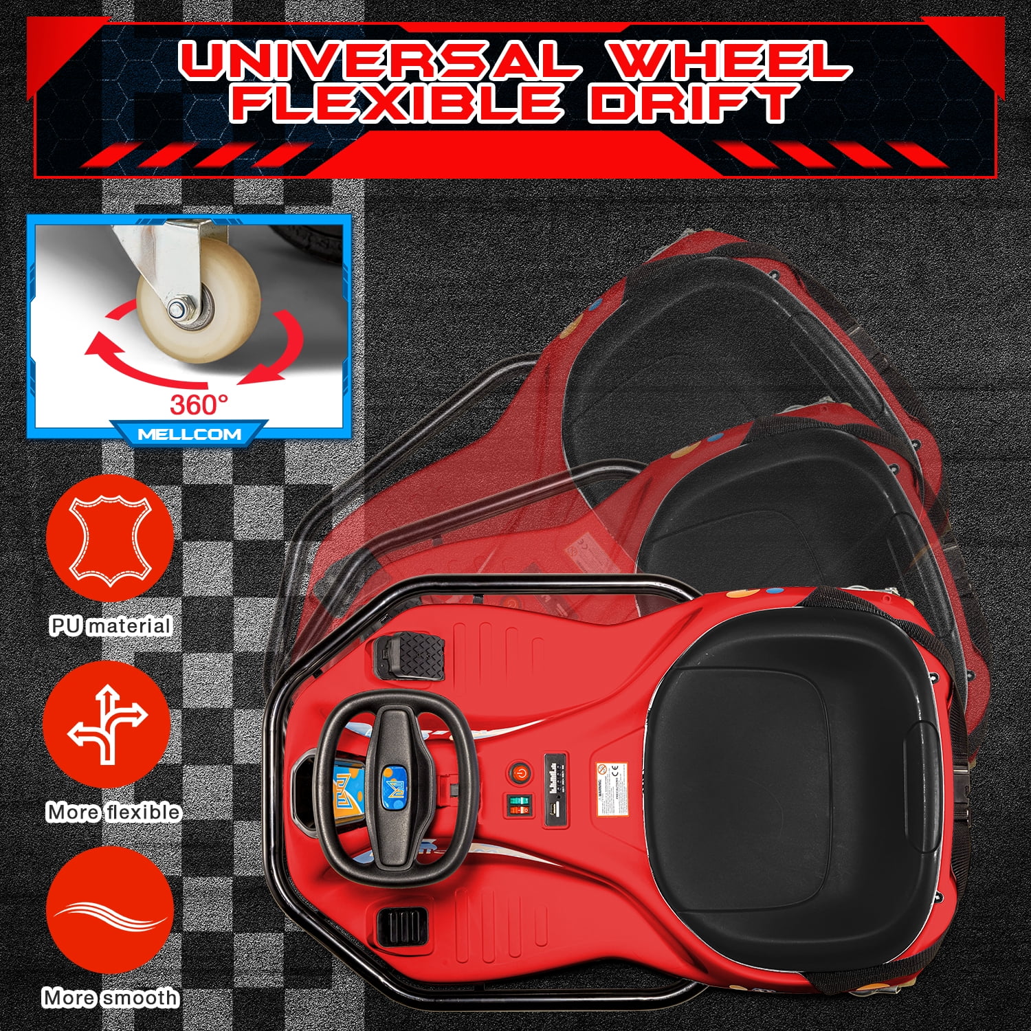 Hommow 12V Ride on Drift Car for Kids,Electric Drifting Go-Kart with Acceleration Pedal, Music, Bluetooth, LED Lights,Christmas Gift for 4-18Years Old,Blue - Womvr