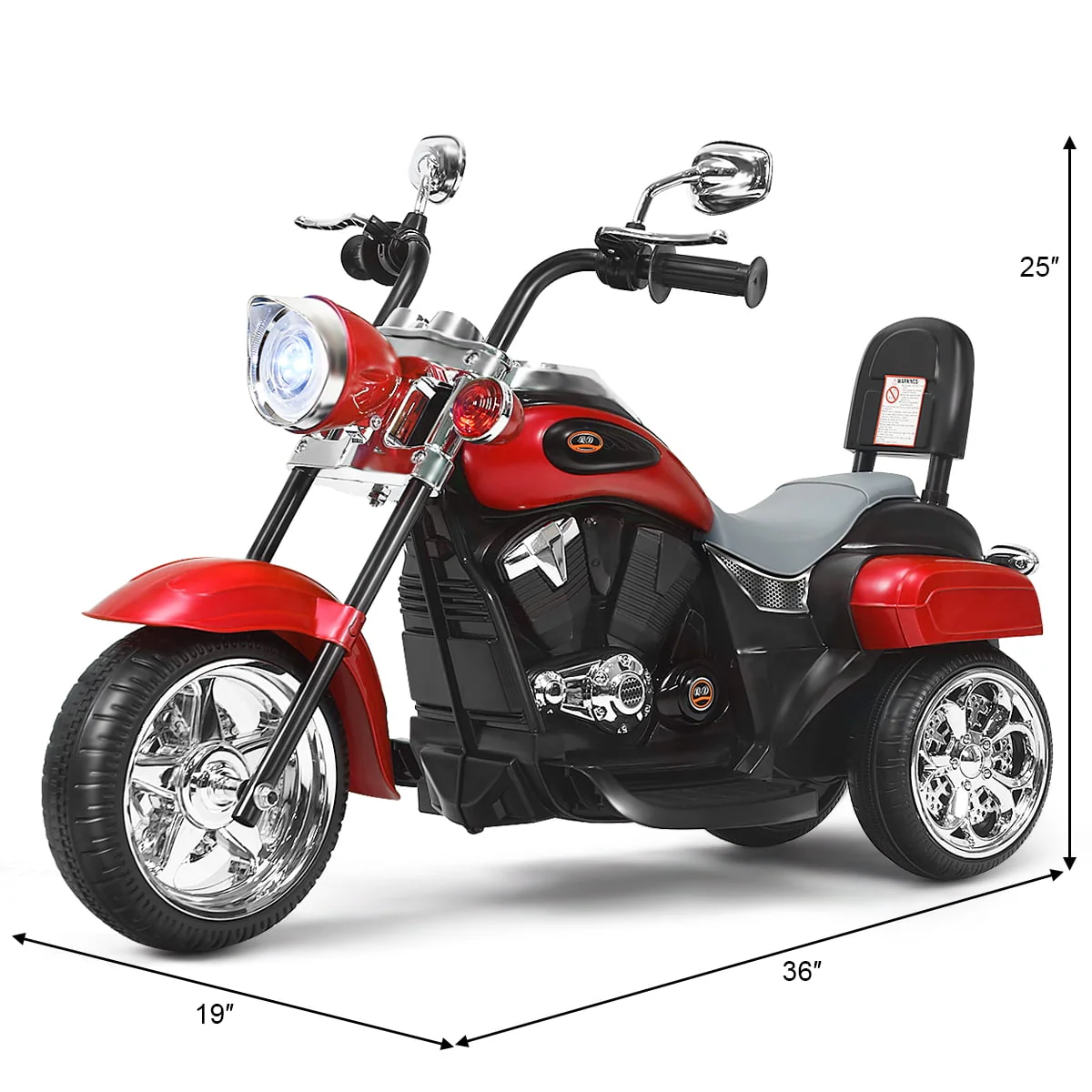 Costway 3 Wheel Kids Ride On Motorcycle 6V Battery Powered Electric Toy White - Womvr