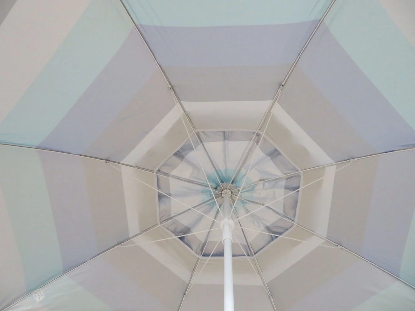 Mainstays 6 feet Beach Umbrella, Portable, Vented Canopy, UV Protection UPF 50+, Blue Stripe - Womvr