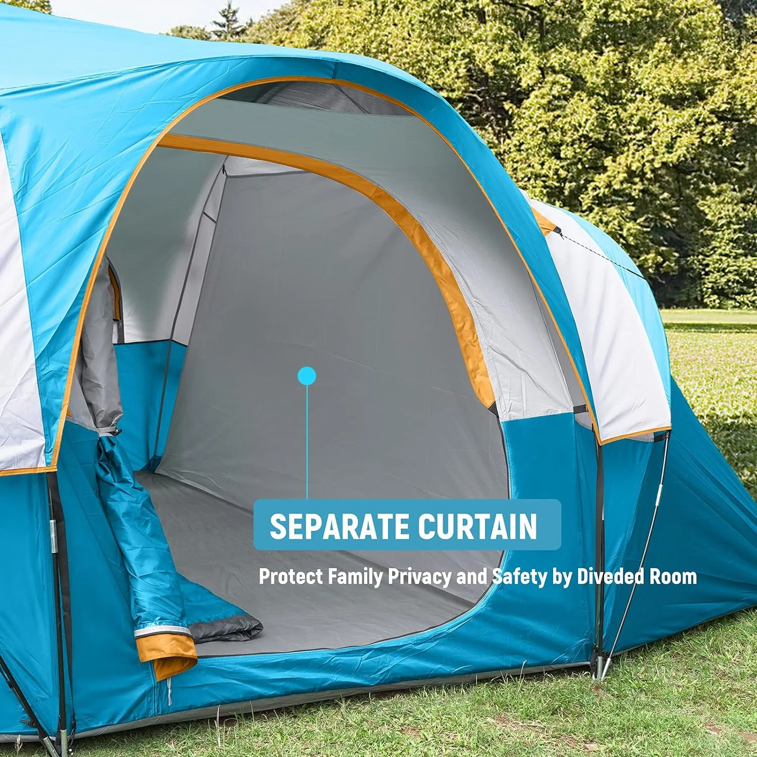 10 Person Camping Tent - Portable Easy Set Up Family Tent for Camp, Windproof Fabric Dome Tent Outdoor for Hiking, Backpacking, Traveling-14'x11'x74in(H) - Womvr