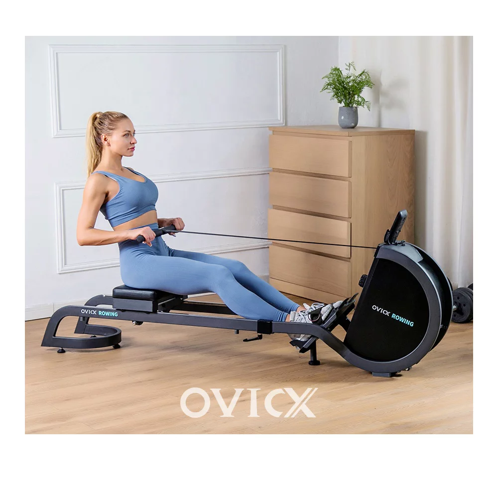 OVICX R100 Foldable Home Rower w/ Adjustable Foot Plate & Extra Long Track - Womvr