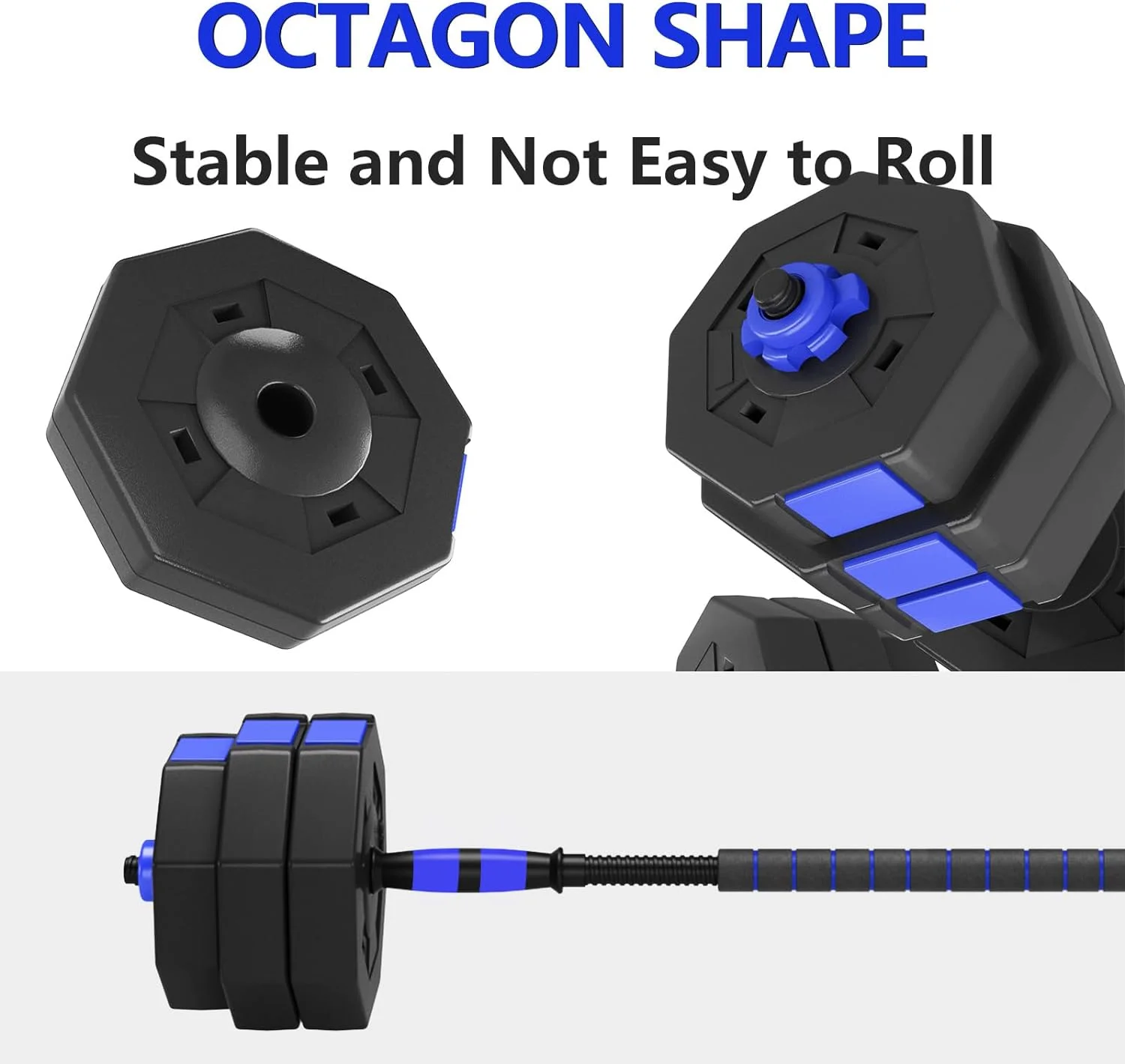 Soges Adjustable Weights Dumbbells Set,55LB/66LB Free Weight Dumbbells Set with Connector, 3 in 1 Adjustable Weights Set for Home Gym Use as Dumbbell Barbell, Blue - Womvr