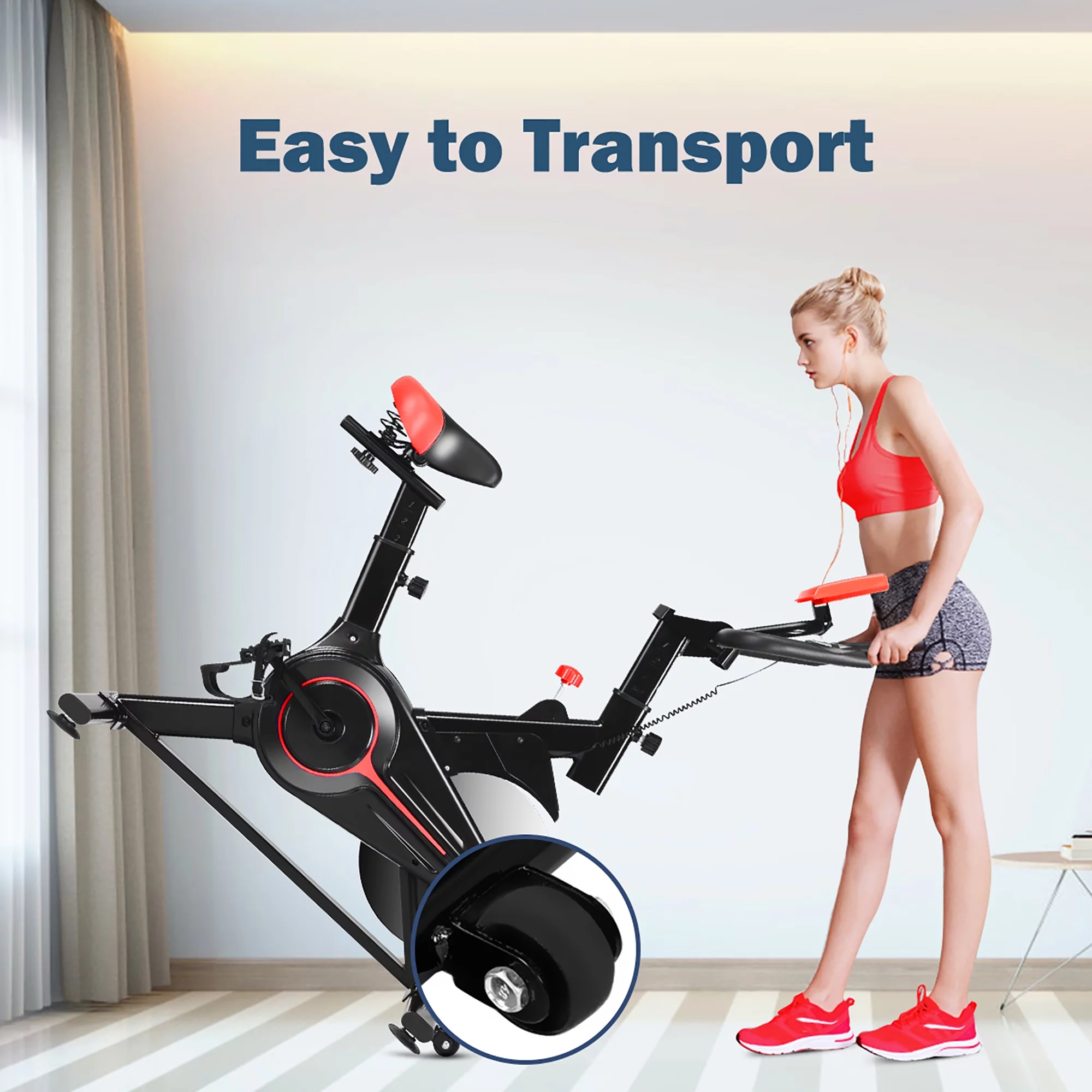 Indoor Exercise Bike Fitness Cardio W/4-way Adjustable Seat - Womvr