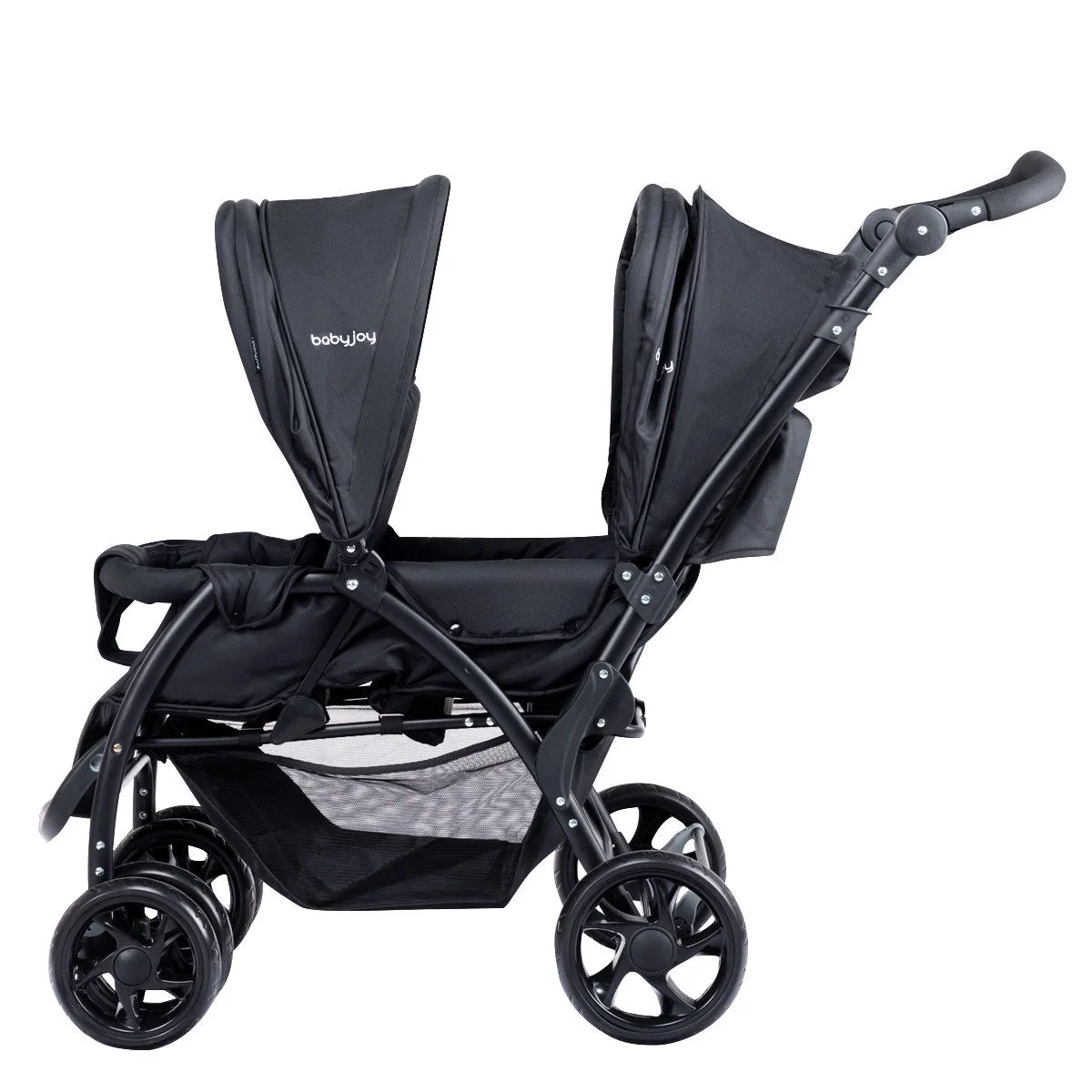 Babyjoy Double Stroller Foldable Baby Twin Lightweight Travel Stroller Infant Pushchair Black - Womvr