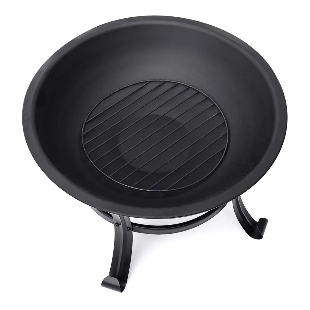 SinglyFire 22 inch Fire Pit for Outside Portable Wood Burning Fire Pit Outdoor Small Firepit Bowl Thick Steel Stand with Spark Screen, Log Grate, Poker for Patio Camping - Womvr