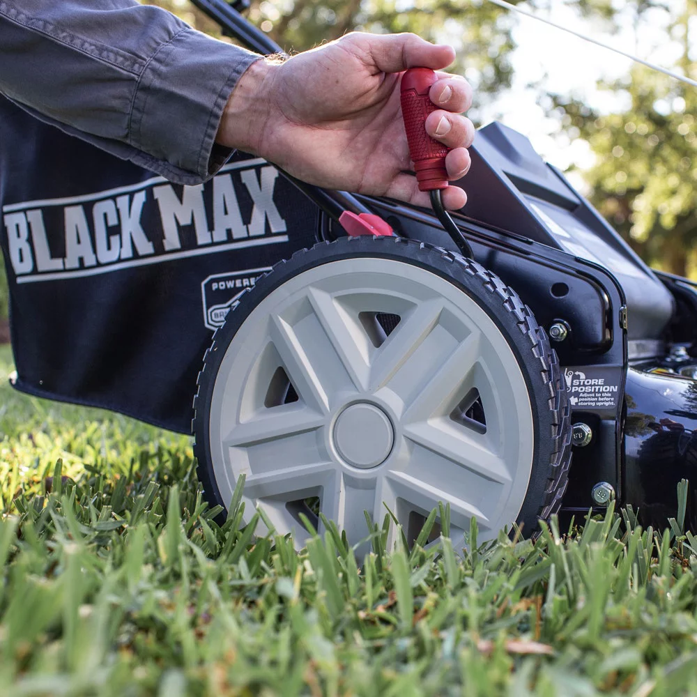 Black Max 21-inch 150cc Gas Push Mower with Mow-N-Stow (Assembled Weight 57.8 pounds Height 39.6