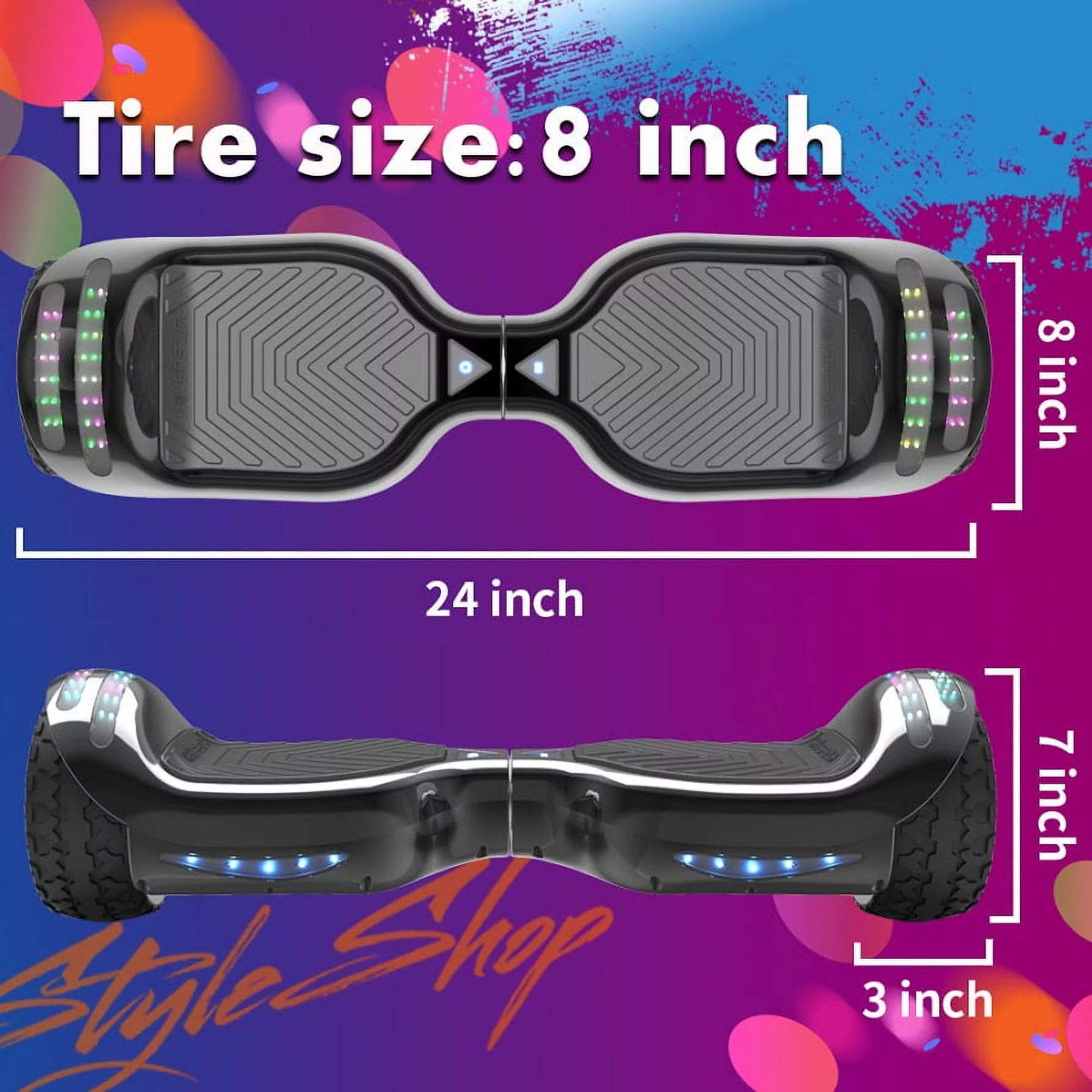 Hoverstar ul2272 Hoverboard All-Terrain LED Flash Wide All Terrian Wheel, Blue - Womvr