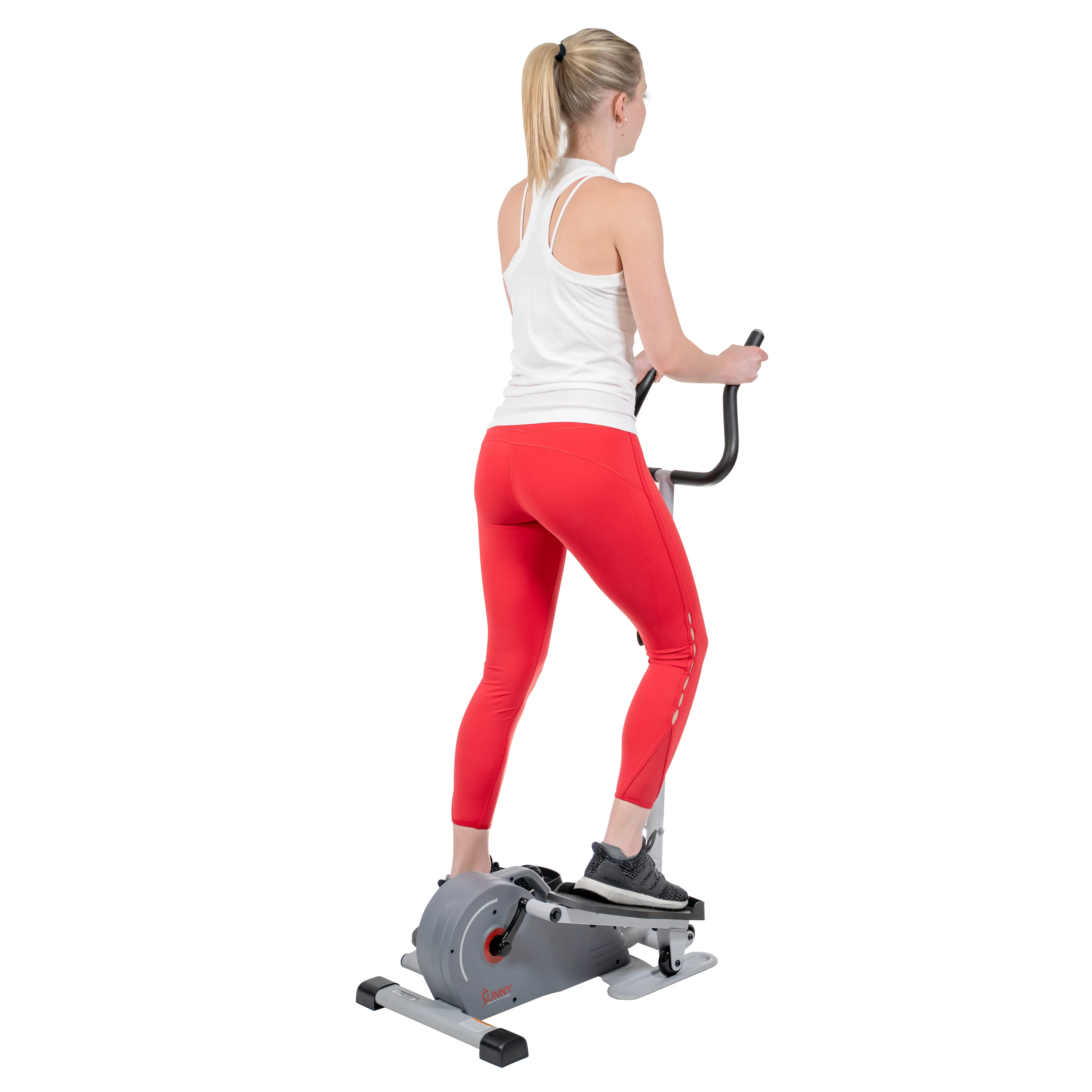 Sunny Health & Fitness Compact Magnetic Standing Elliptical Machine w/ Handlebars - Portable Workout Stepper for Home, SF-E3988 - Womvr