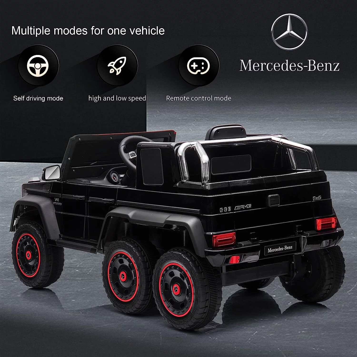 BATE Mercedes Benz 24V Powered Ride On Cars with 6 Wheels, Kids Ride On Toys with Remote Control, MP3 Player,  Red - Womvr