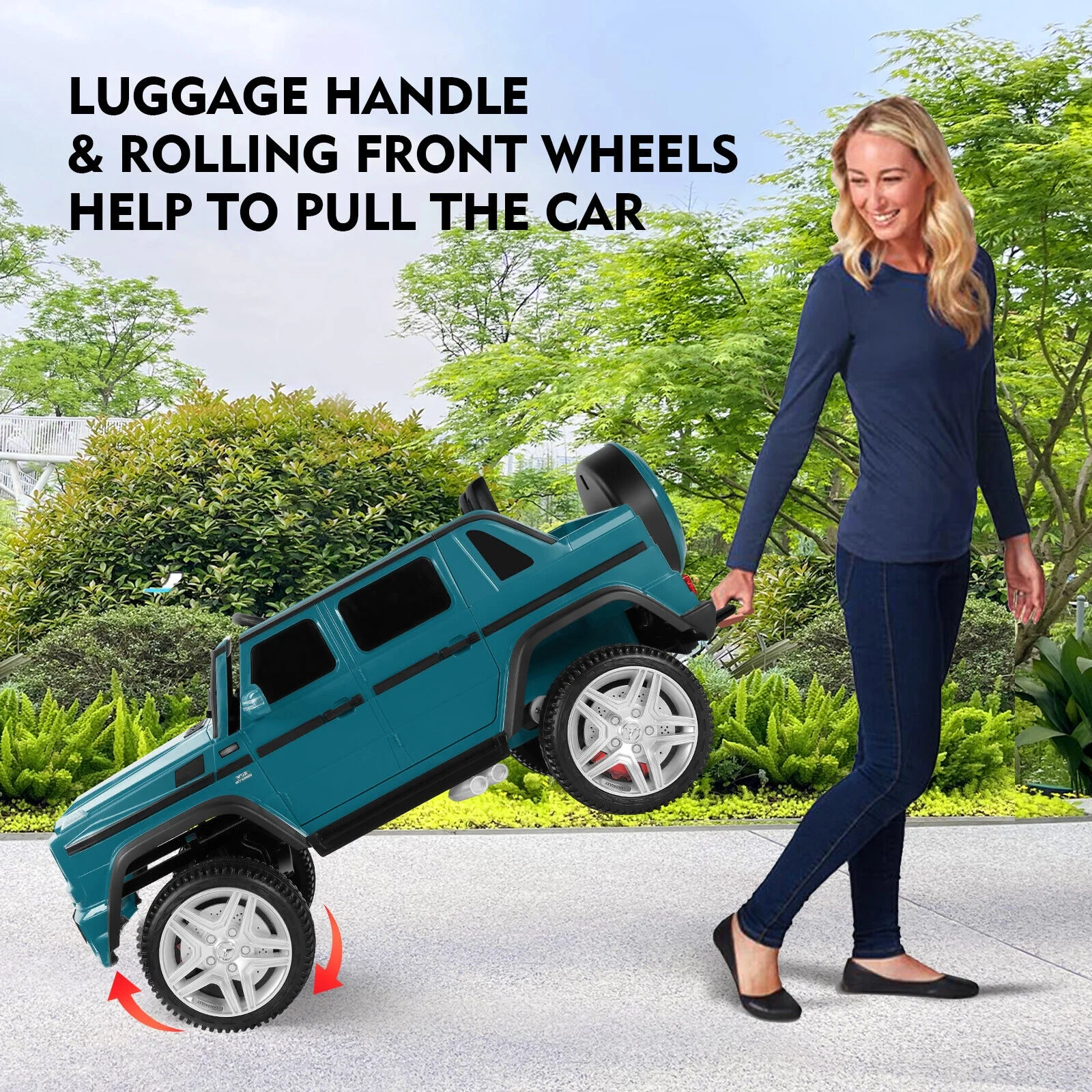 JOYLDIAS 12V Mercedes-Benz G650S Kids Ride On Car Electric Toy w/Remote Control, 3 Speeds, LED Lights, Bluetooth, Music(Pink) - Womvr