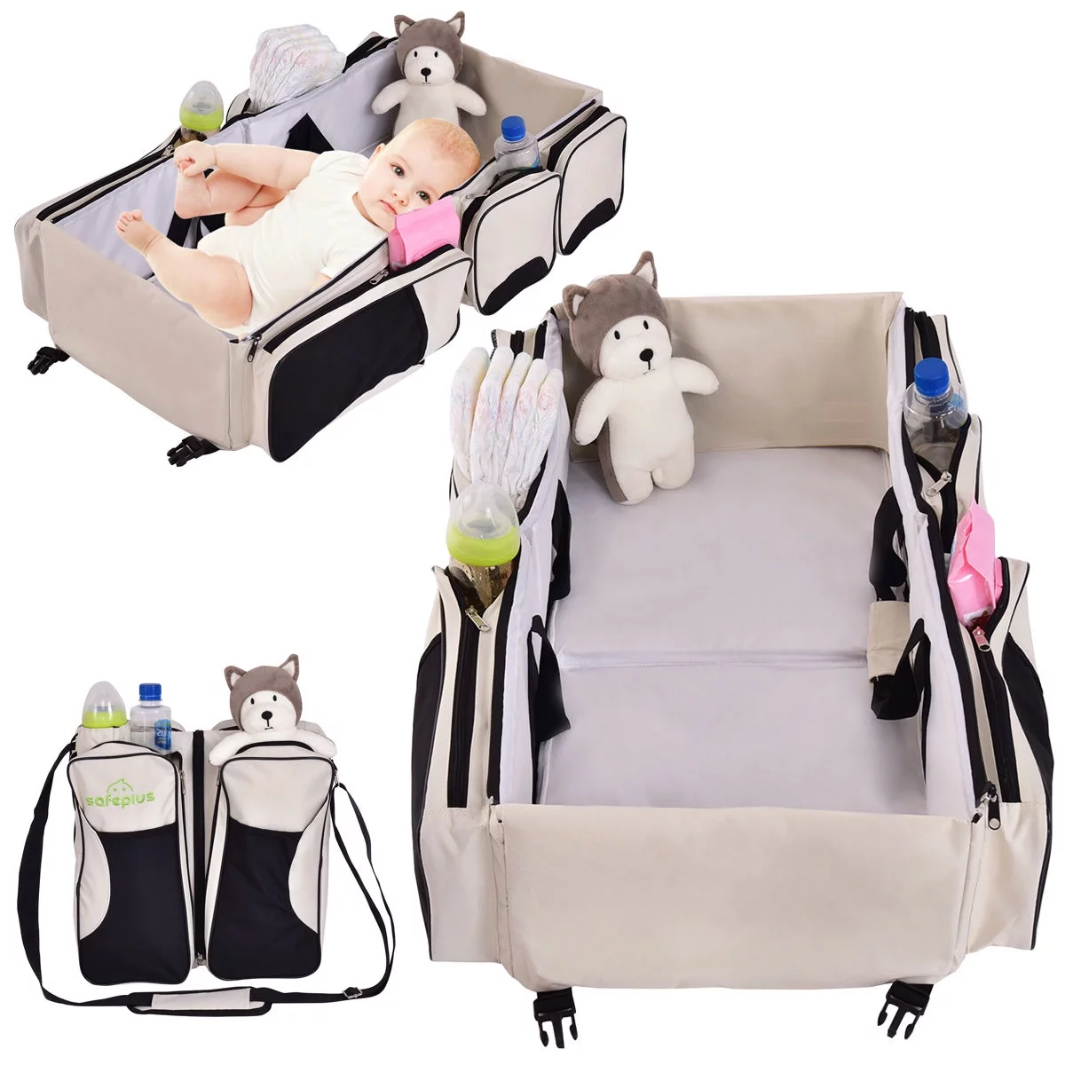Costway Diaper Bag 3-in-1 Portable Multifunctional Baby Backpack with Changing Pad - Womvr