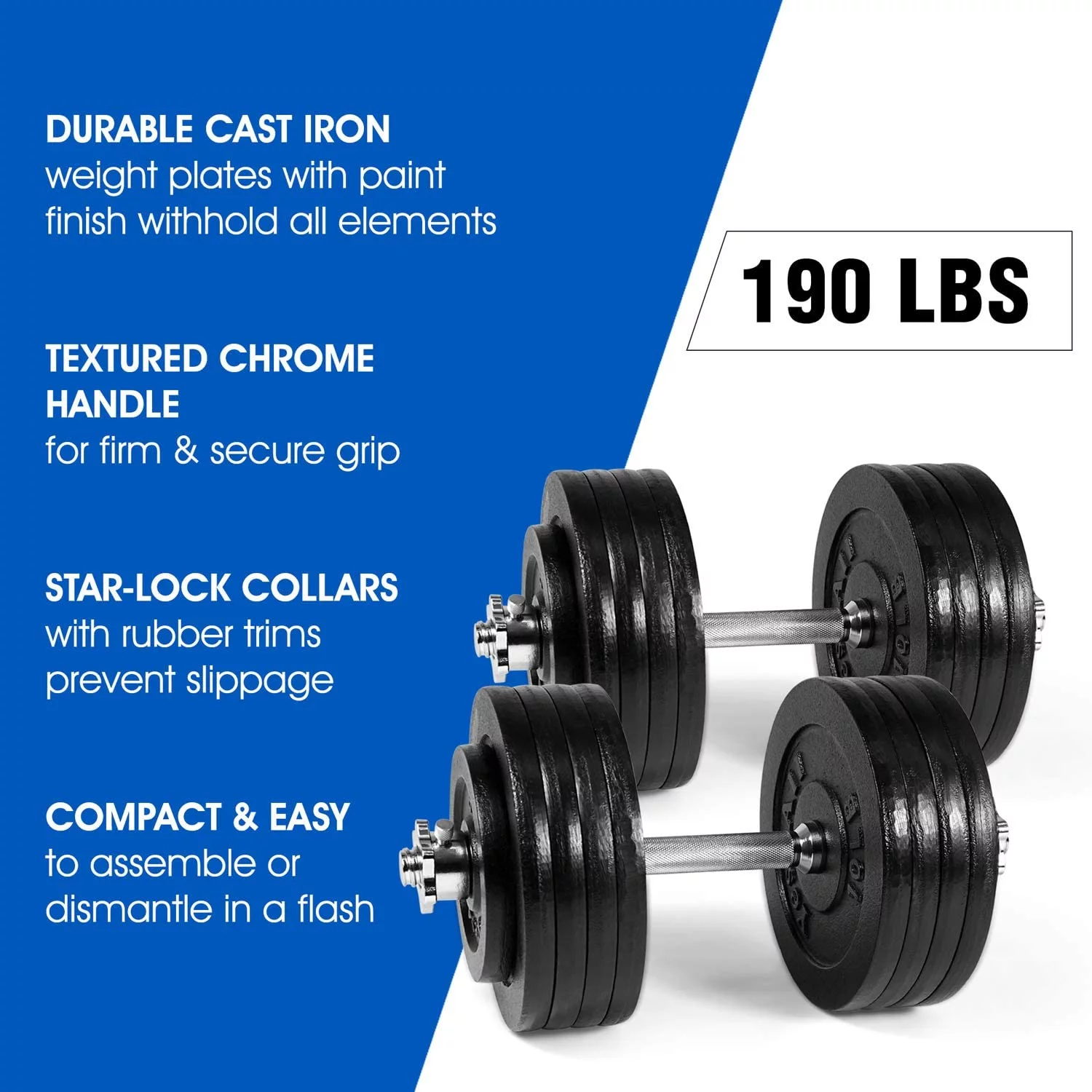 Yes4All 100 lbs Adjustable Dumbbells + Dumbbell Connector, Combo/Set - Womvr