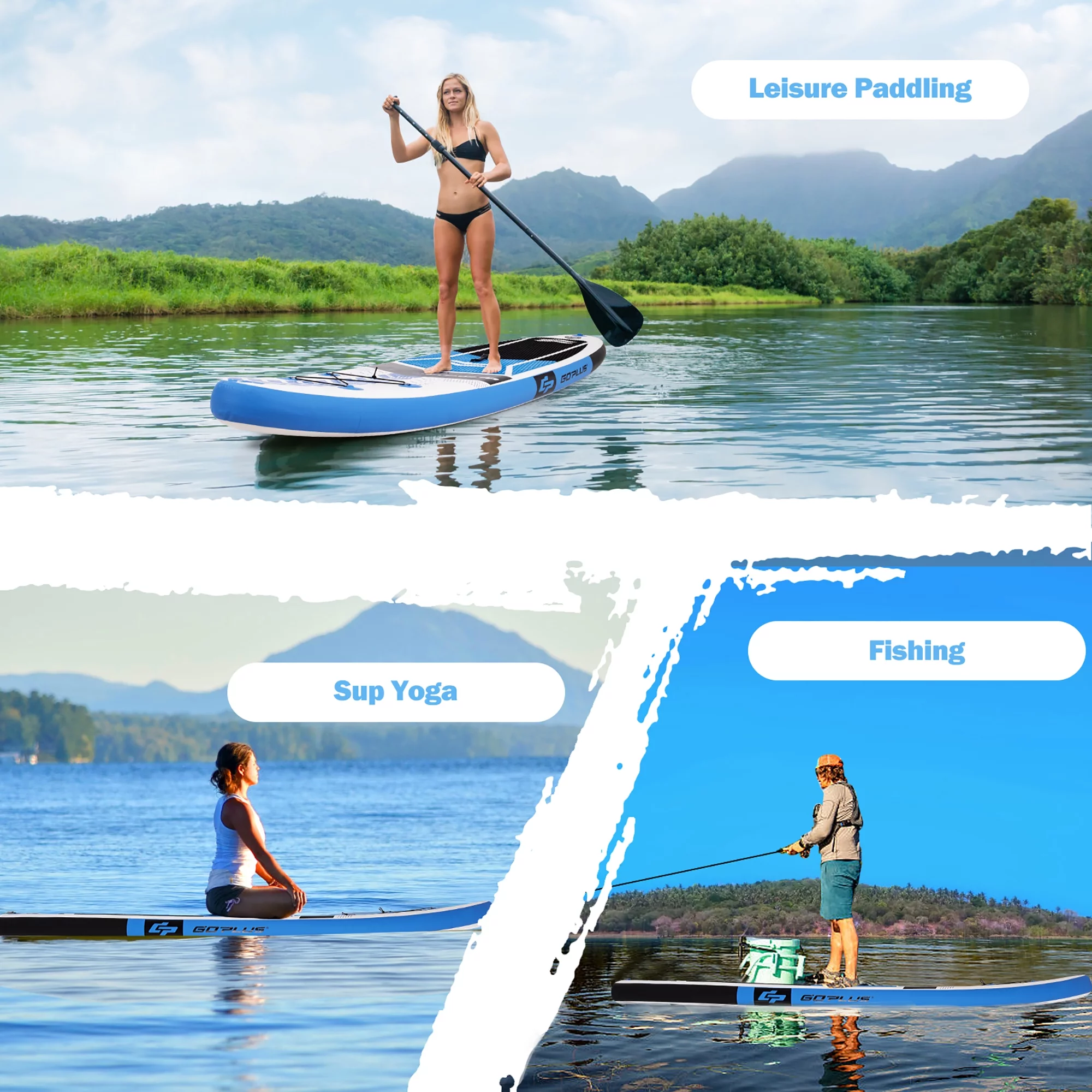 Goplus 10'5'' Inflatable Stand Up Paddle Board SUP with Carrying Bag Aluminum Paddle - Womvr