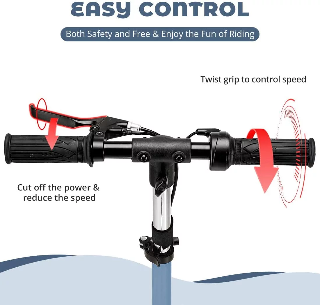 Maxtra Scooters E100 Folding Electric Scooter with Adjustable Handlebar for Kids Ages 6-12, up to 10 MPH, 155 Lbs. Max Load - Womvr