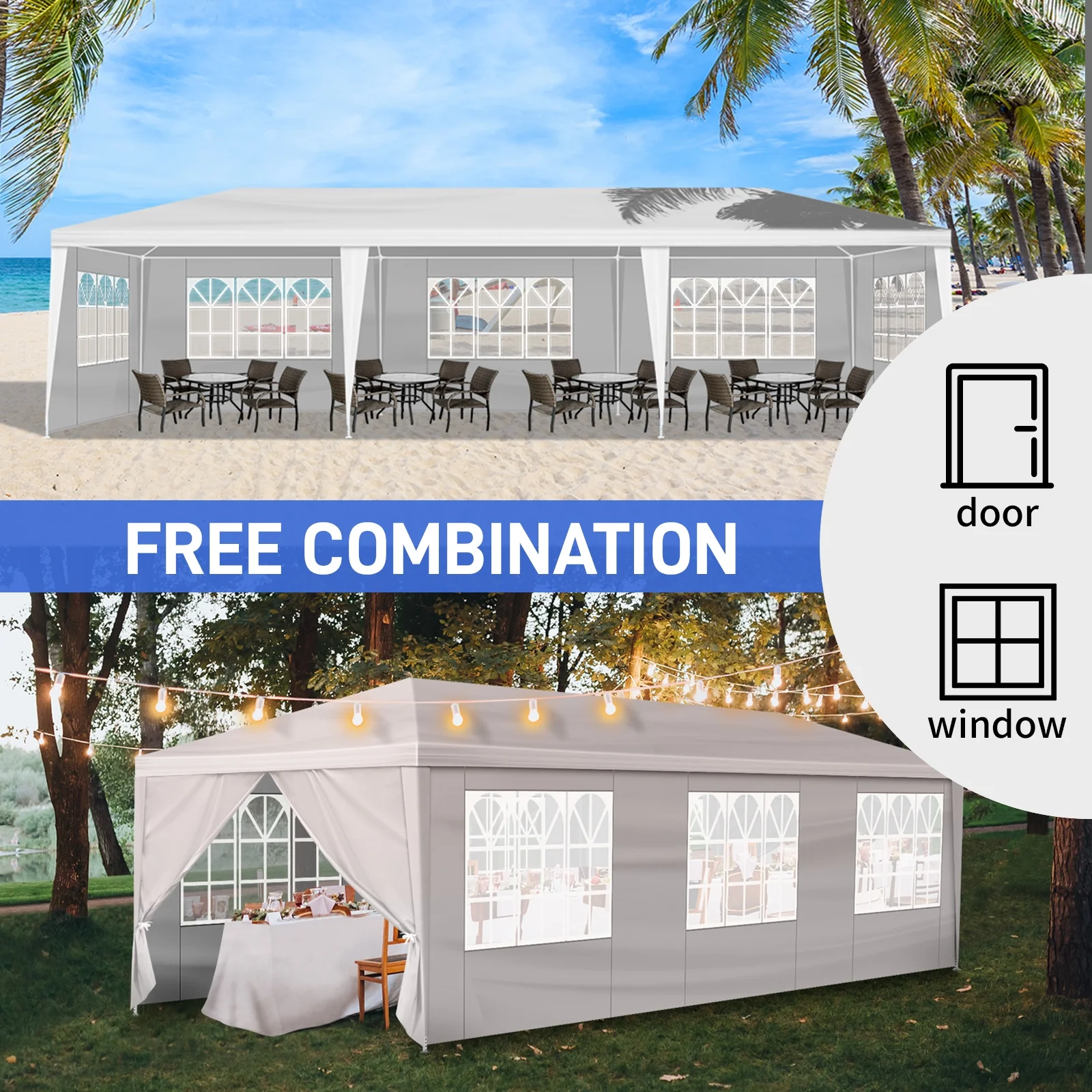 Ktaxon 10'x30' Canopy Tent Wedding Partywith Removable 5 Sidewall White - Womvr
