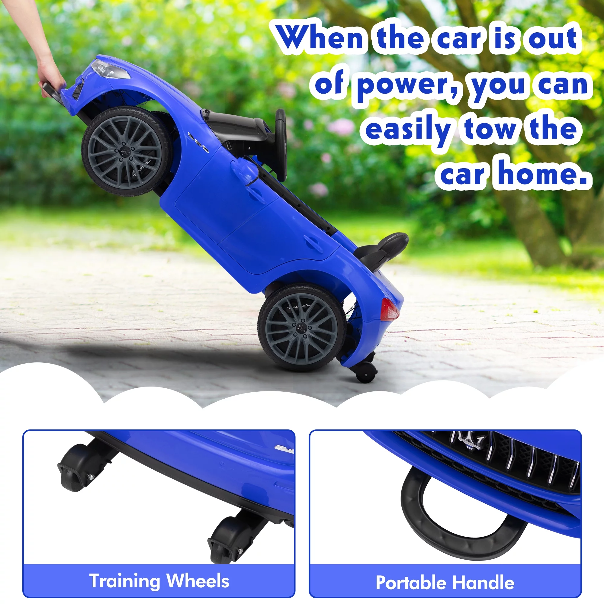 12V Maserati Licensed Kids Ride on Car Battery Powered Toy Car W/ Remote Control LED MP3 USB, Pink - Womvr