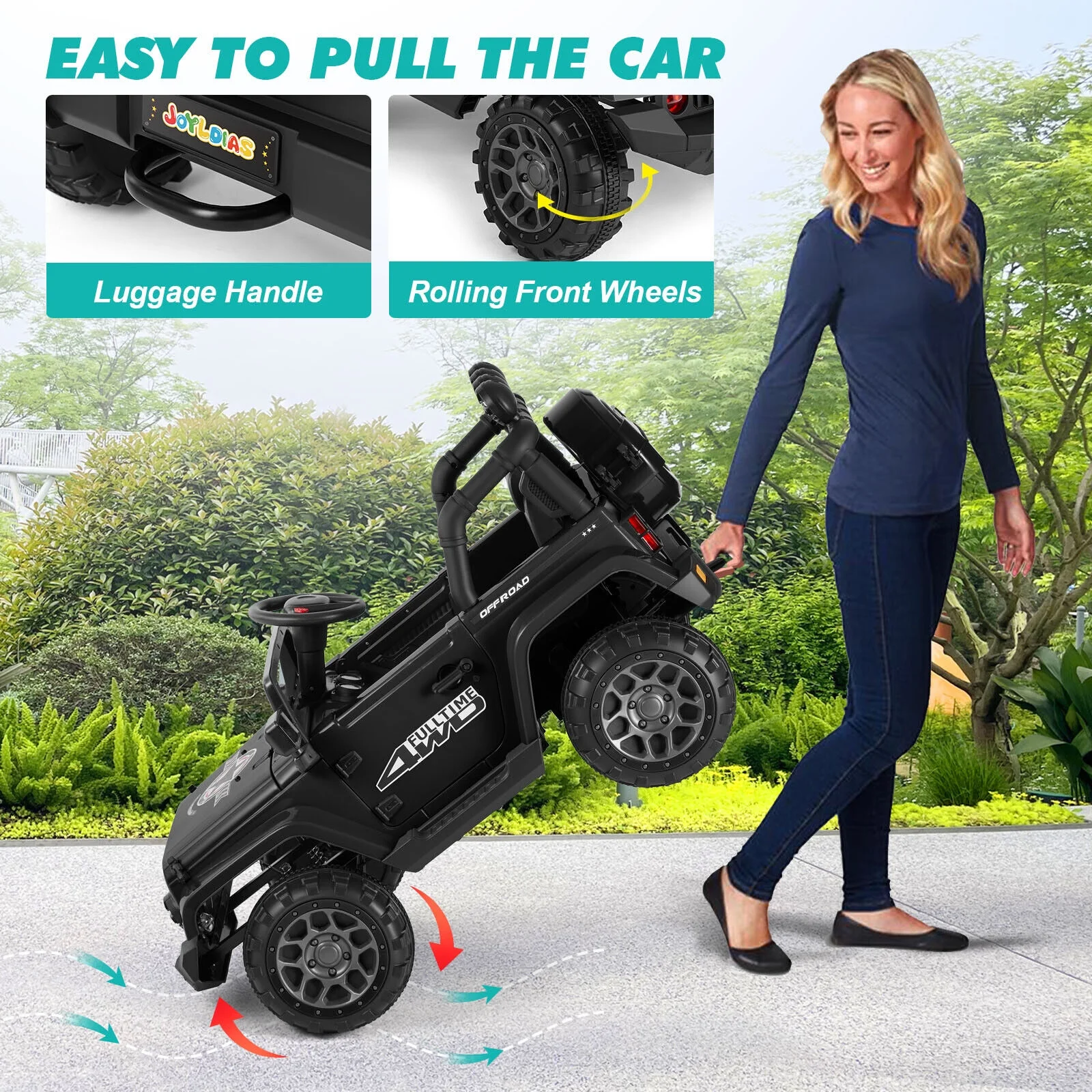 JOYLDIAS 12V Kids Ride on Truck Electric Car with DIY Stickers, Bluetooth, Remote Control, MP3 Player, LED Lights (Pink) - Womvr