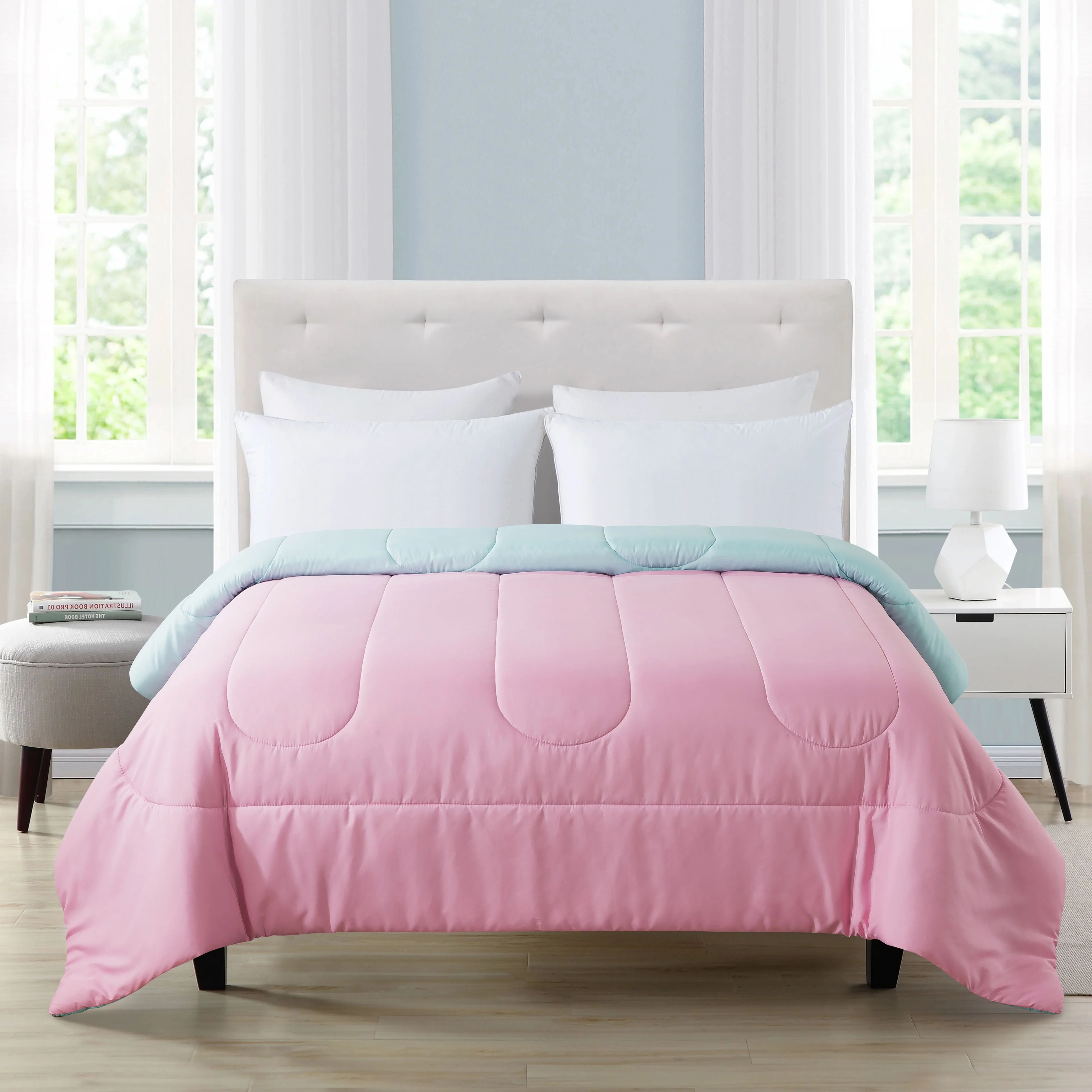 Mainstays Reversible Microfiber Comforter, Navy, Twin/Twin XL, Adult, Unisex - Womvr