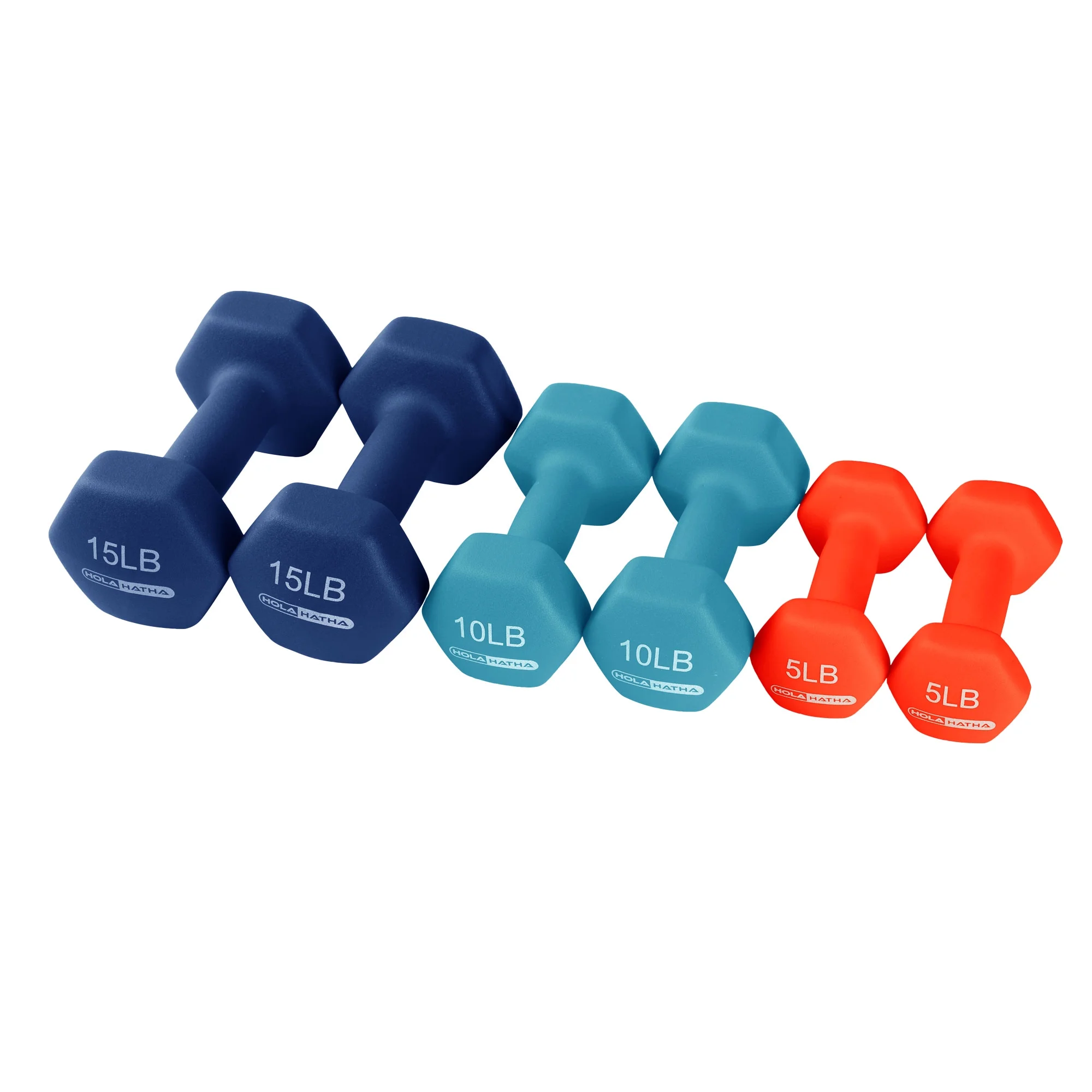HolaHatha 3, 5, and 8 Pound Dumbbell Hand Weight Set with Storage Rack, Multi - Womvr