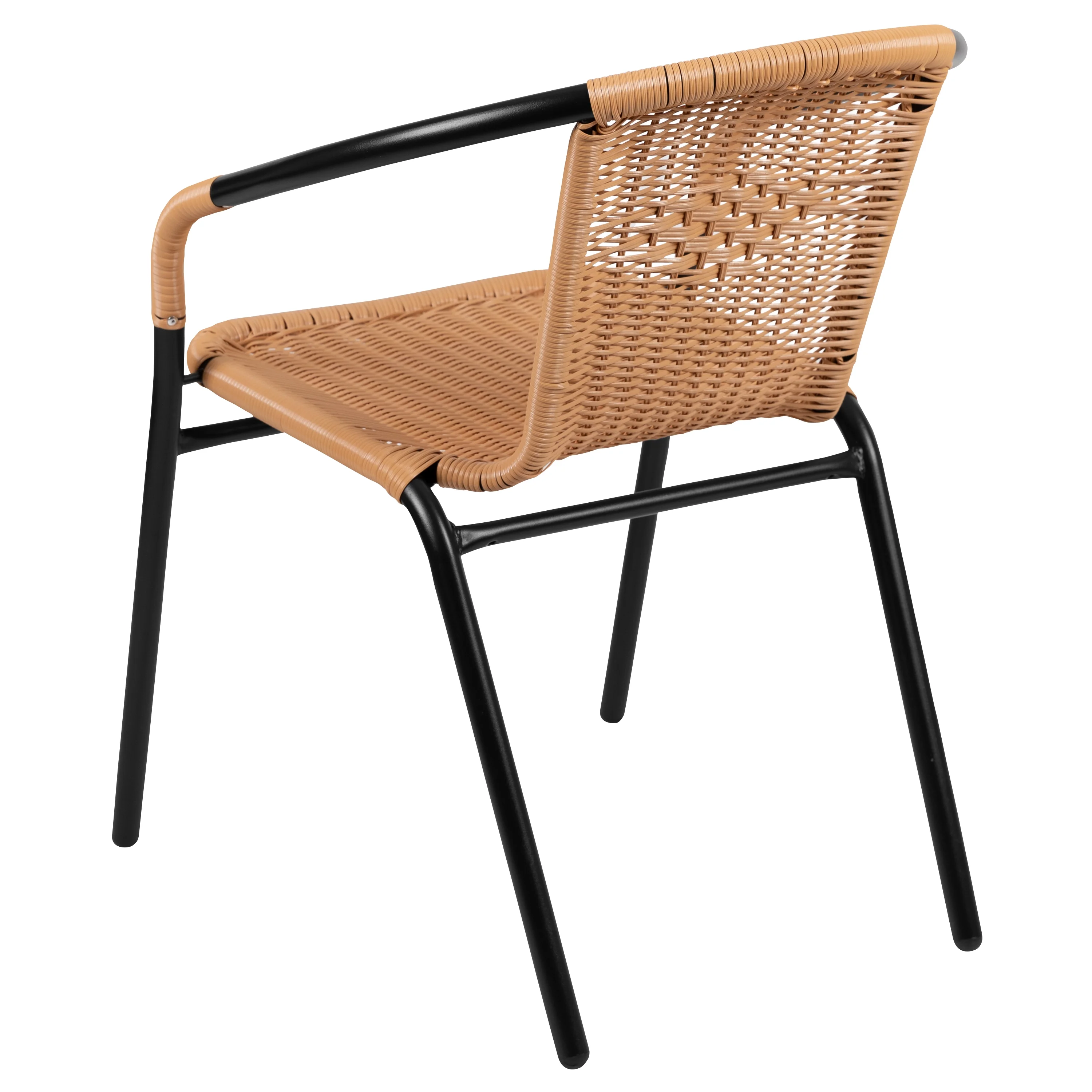 Emma + Oliver 2 Pack Gray Rattan Indoor-Outdoor Restaurant Stack Chair with Curved Back - Womvr