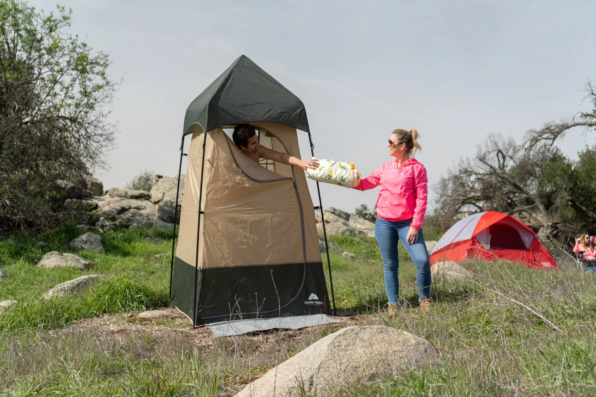 Ozark Trail Hazel Creek Lighted Privacy Tent One Room, Green - Womvr