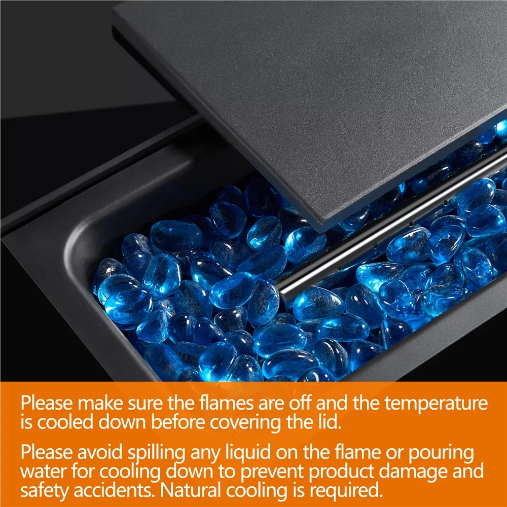 Topeakmart 43'' Propane Fire Pit Table with Tempered Glass Tabletop 50,000 BTU, Black - Womvr