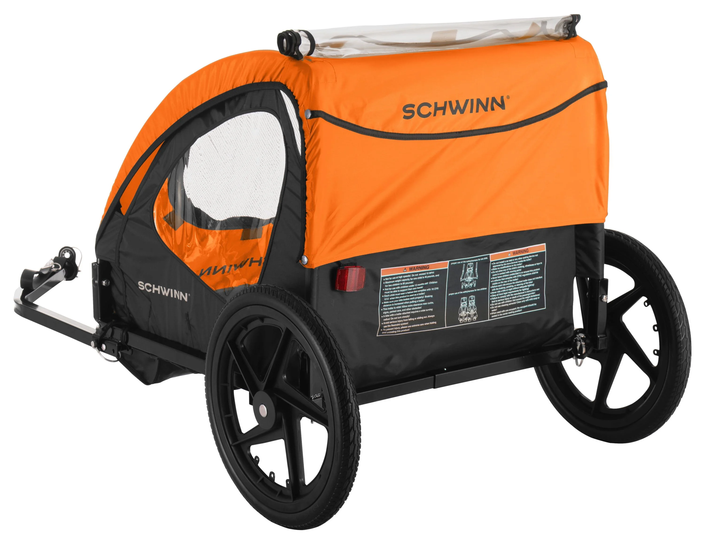 Schwinn Shuttle Foldable Bike Trailer for 2 Passengers, Blue & Black - Womvr