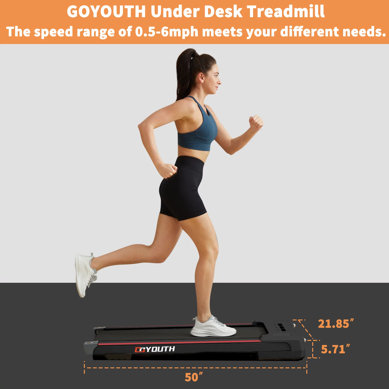 GOYOUTH Under Desk Treadmill with Remote Control, Bluetooth Speaker & LED Display Perfect for Home Gym or Office - Womvr