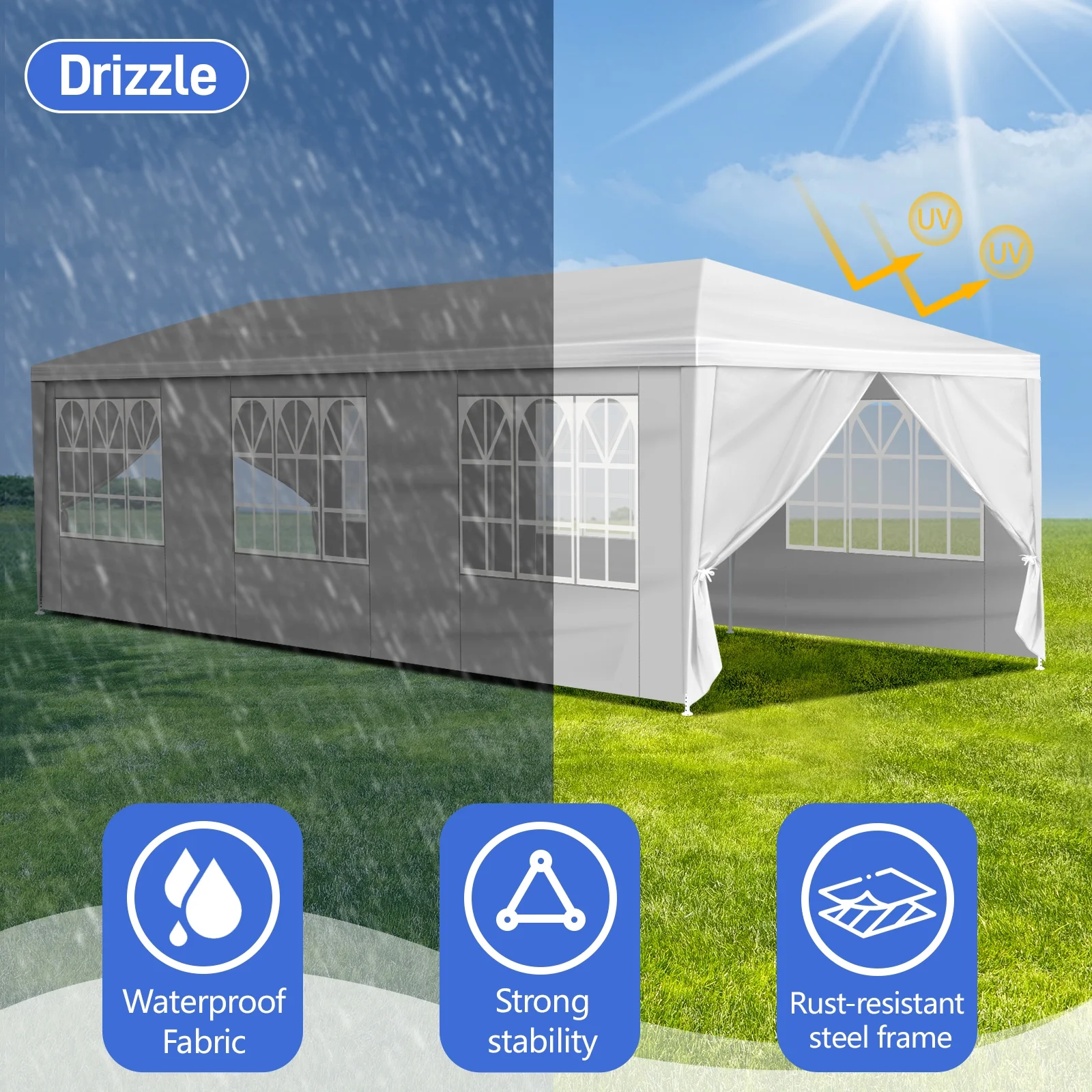 Ktaxon 10'x30' Canopy Tent Wedding Partywith Removable 5 Sidewall White - Womvr