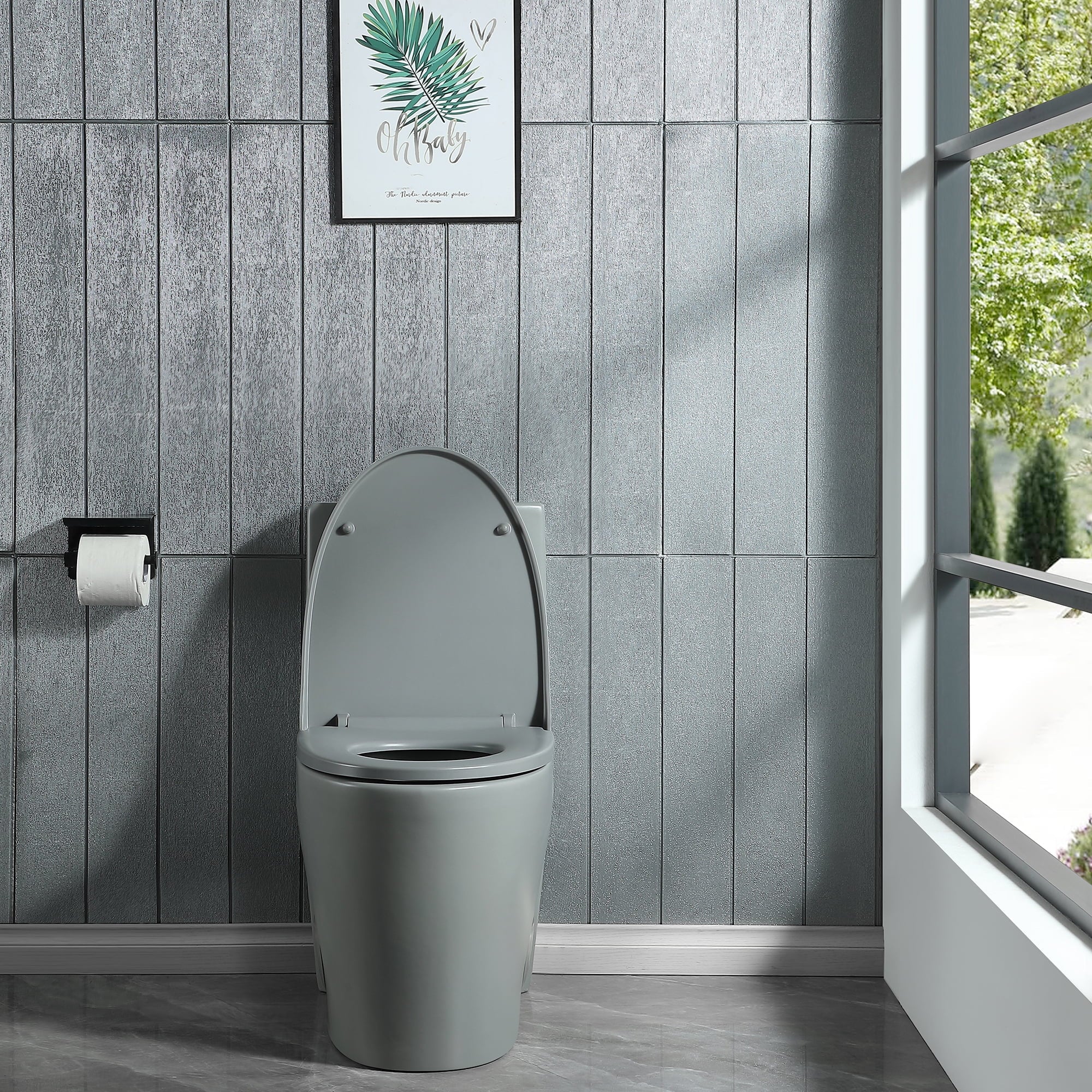 Miniyam 1.1/1.6 GPF Dual Flush Elongated Toilet with Soft-Close Seat, Black - Womvr