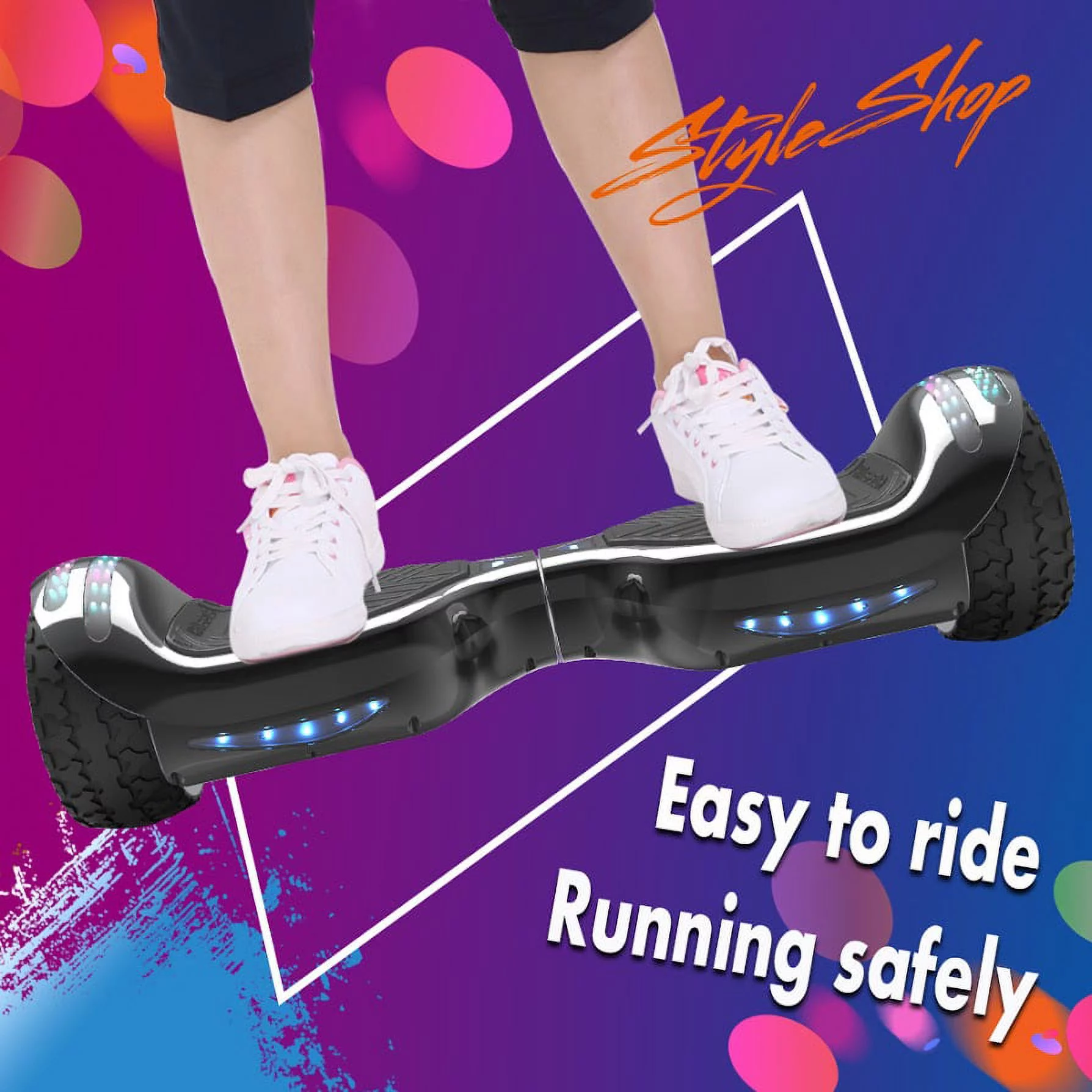Hoverstar ul2272 Hoverboard All-Terrain LED Flash Wide All Terrian Wheel, Blue - Womvr