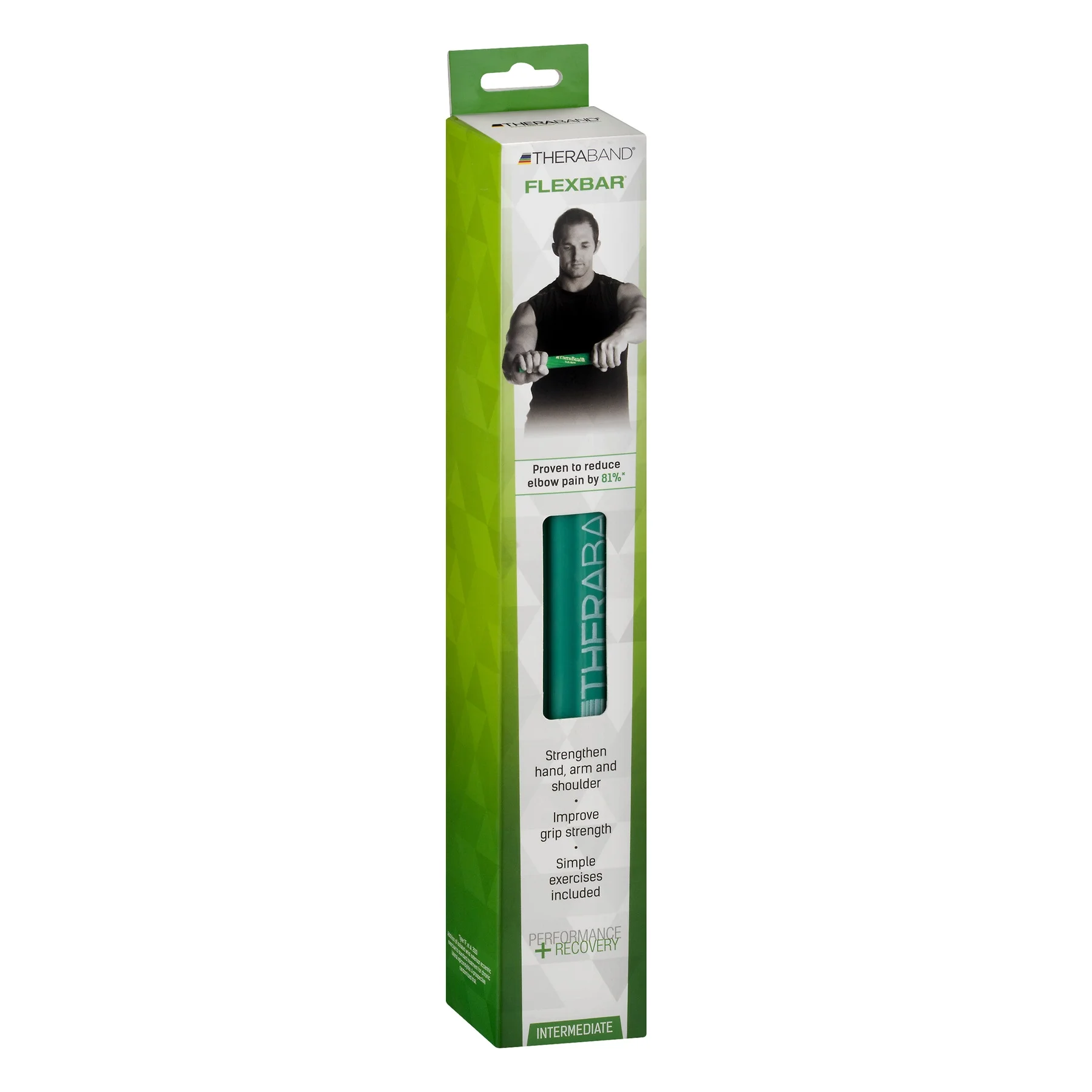 TheraBand FlexBar Resistance Bar, Green, Medium, Intermediate - Womvr