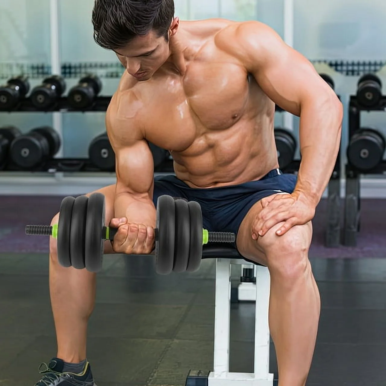 Tuekys 4-in-1 Adjustable Dumbbells Set Barbell Kettlebells Push-up-Stand 66 Pounds for Home Gym Fitness Exercises - Womvr