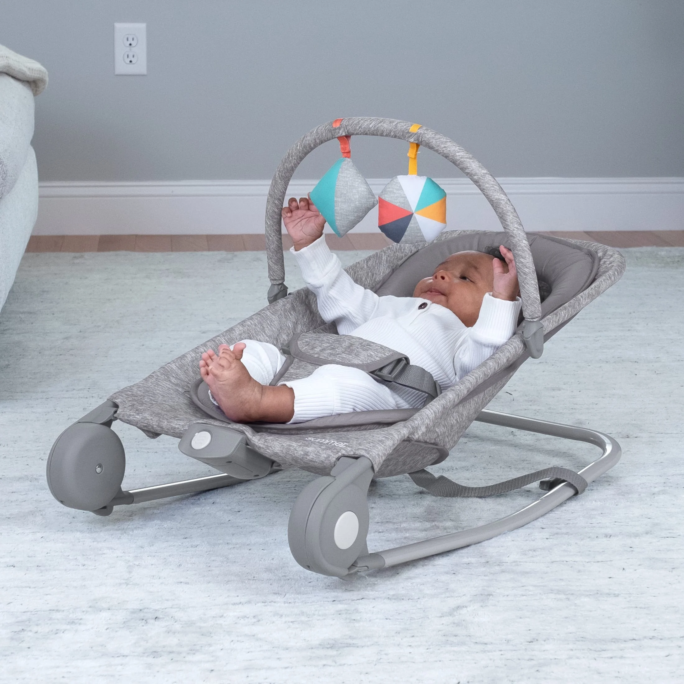 Summer by Ingenuity 2-in-1 Baby Bouncer & Rocker Duo, Light Gray Tweed - Womvr