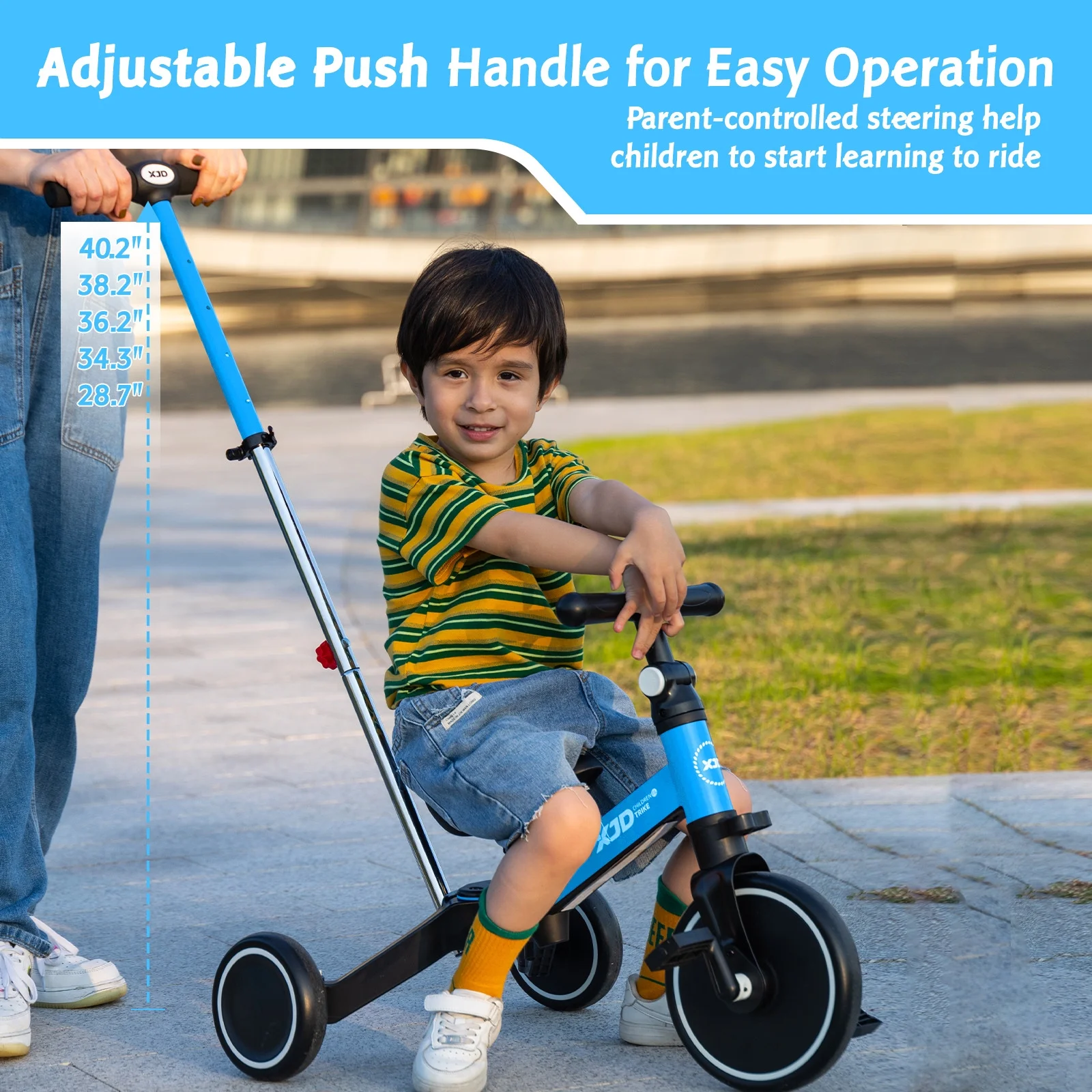 XJD 7 in 1 Toddler Tricycle with Push Handle,Toddler Bike for 1-3 Years Old Boy Girl, Toddler Push Tricycle, Baby Bike Balance Bike with Adjustable Seat Height and Removable Pedal - Womvr