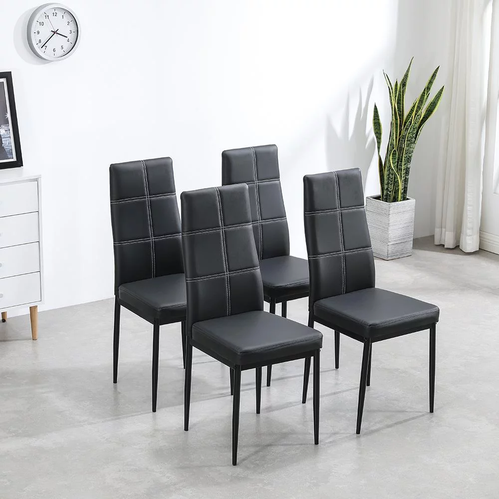 Ktaxon 5 Piece Round Dining Table Set, Modern Kitchen Table and Chairs for 4 Person Clear Tempered Glass Top - Womvr